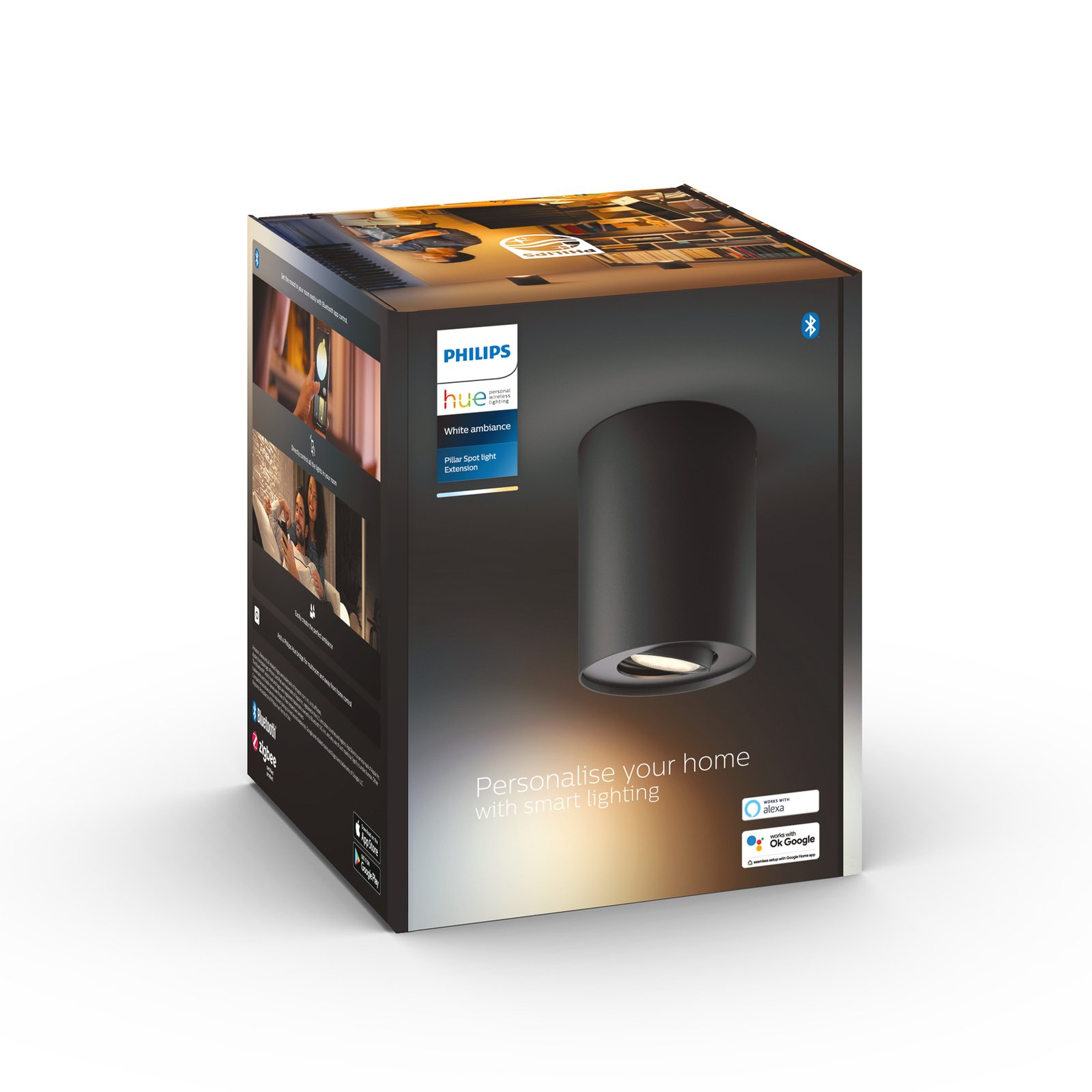 Philips Hue White Ambiance Pillar LED allvalgusti, must