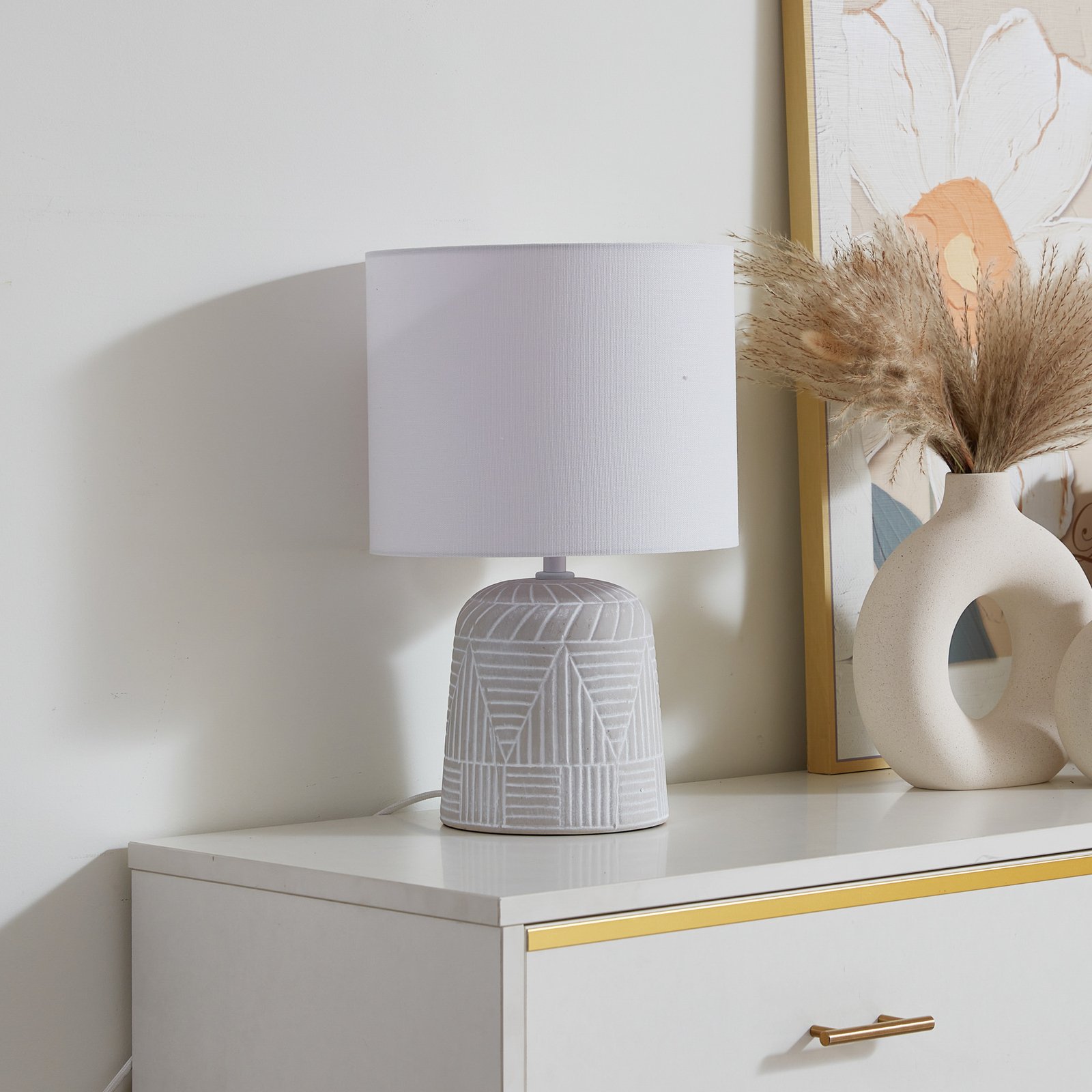 Thalassia Table Lamp Ø26 Grey/White - Lindby
