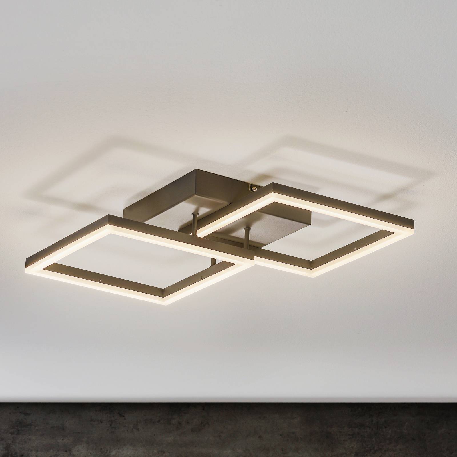 Fabas Luce LED-taklampa Bard 45 x 45 cm 2 lampor antracit