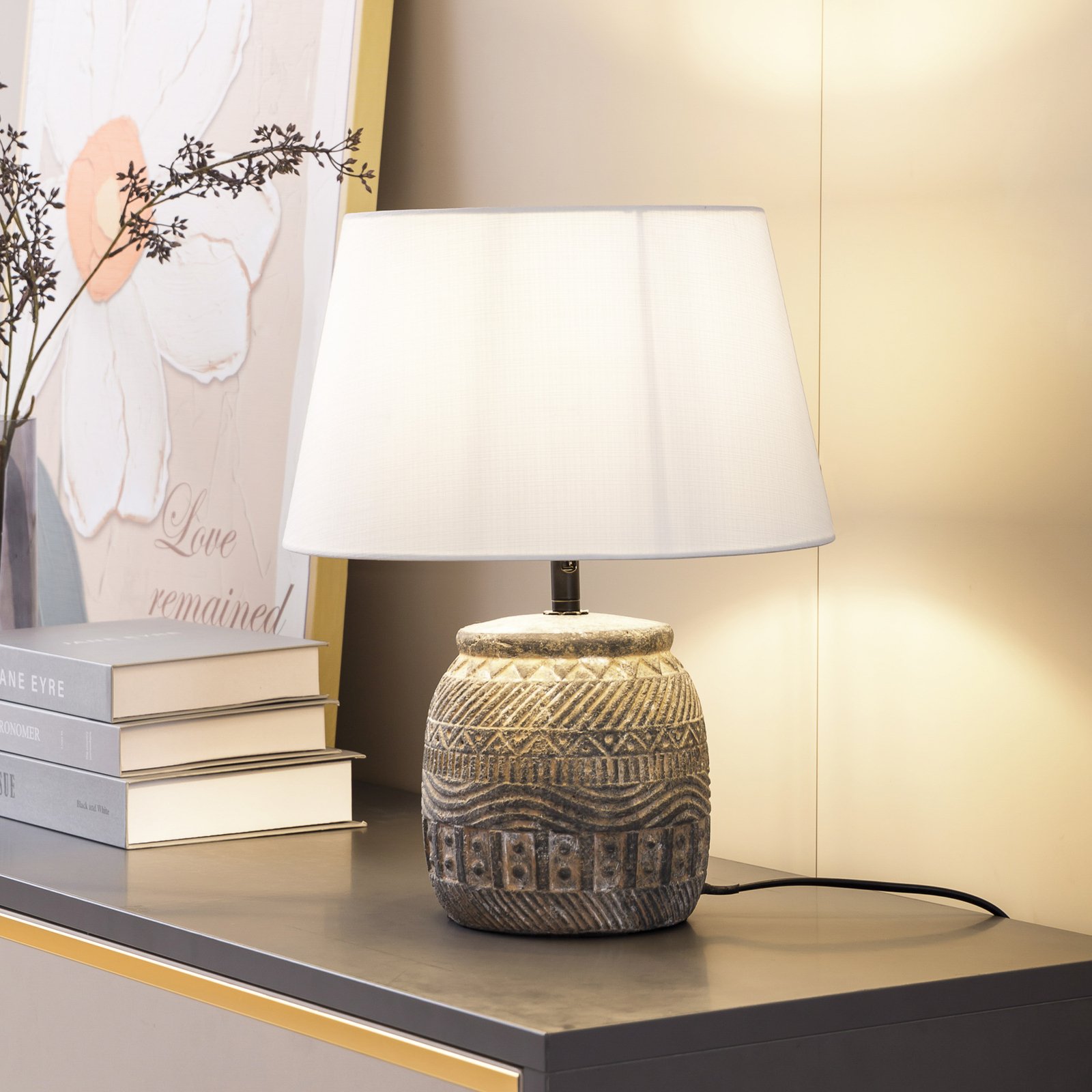 Aelith Stolní Lampa Ø30 Bílá/Šedá - Lindby