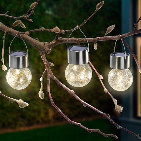 LED lamp op zonne-en Crackle Ball set v 3, 3.000K