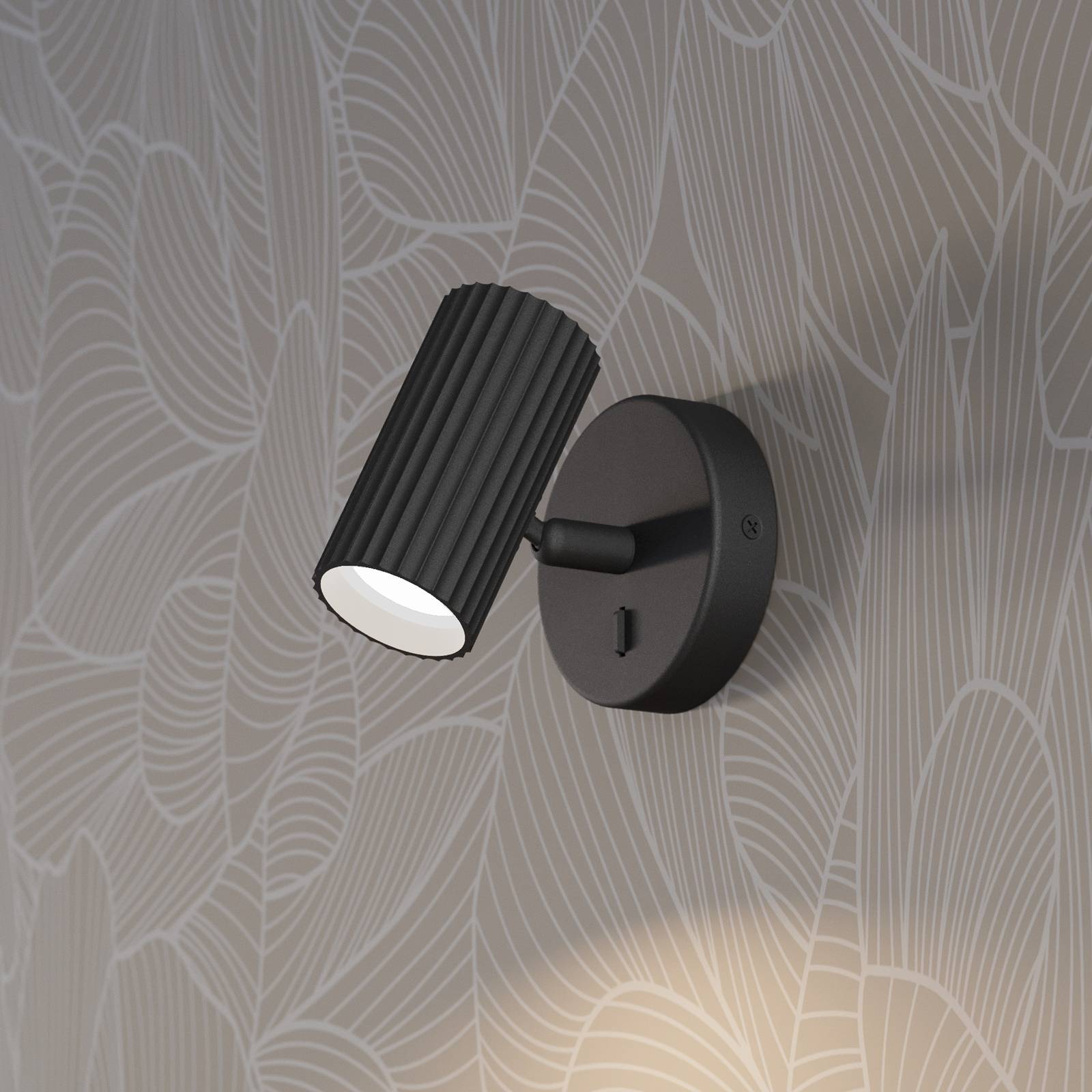 EGLO Spot mural Portillo, noir, hauteur 11 cm, métal, GU10