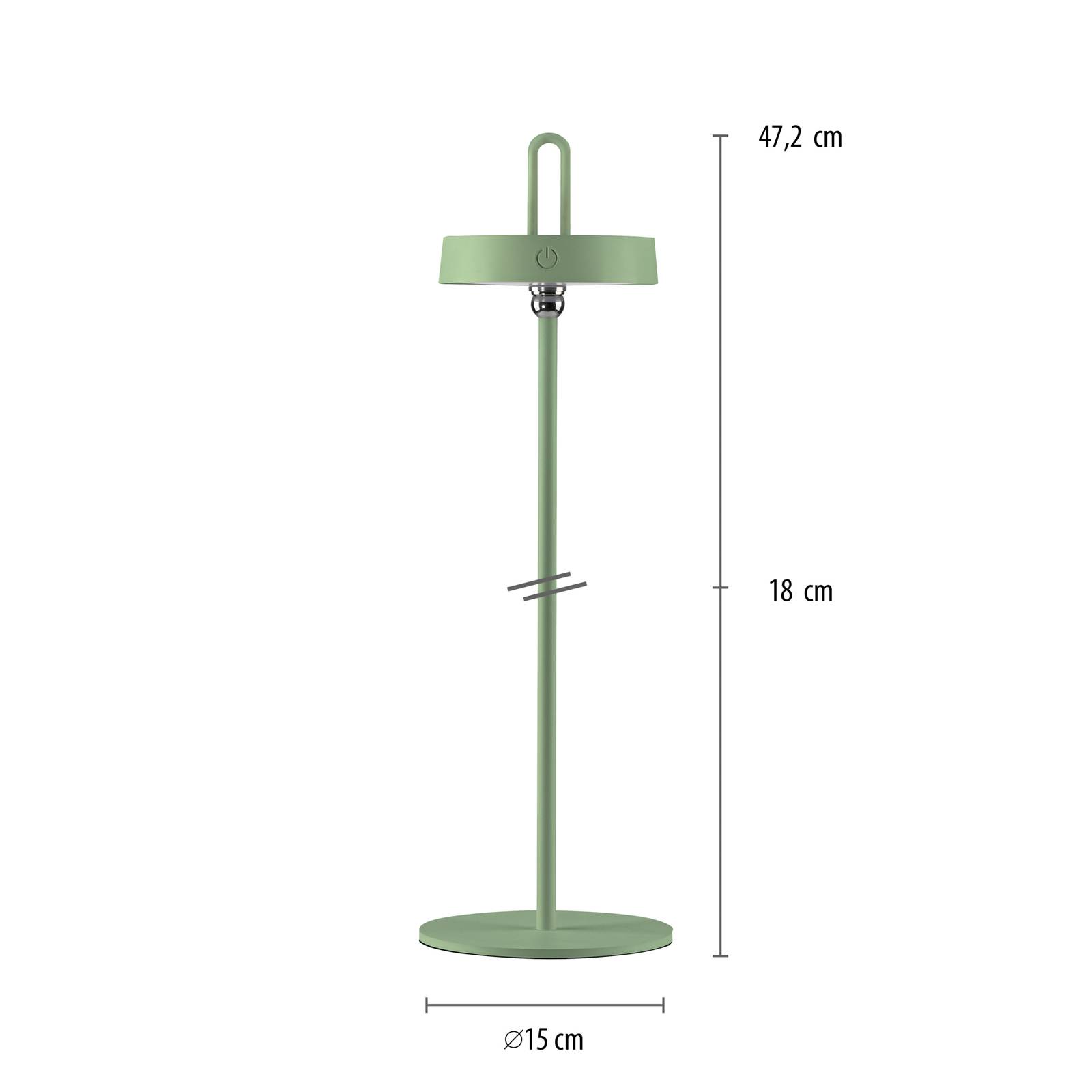 JUST LIGHT. Akumulatorowa lampa stołowa LED Amag, zielona, żelazo, IP44