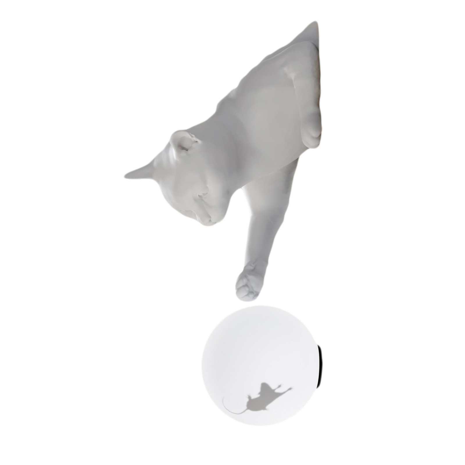 Karman aplique de pared Maoo, cerámica blanca, cristal, figura de gato