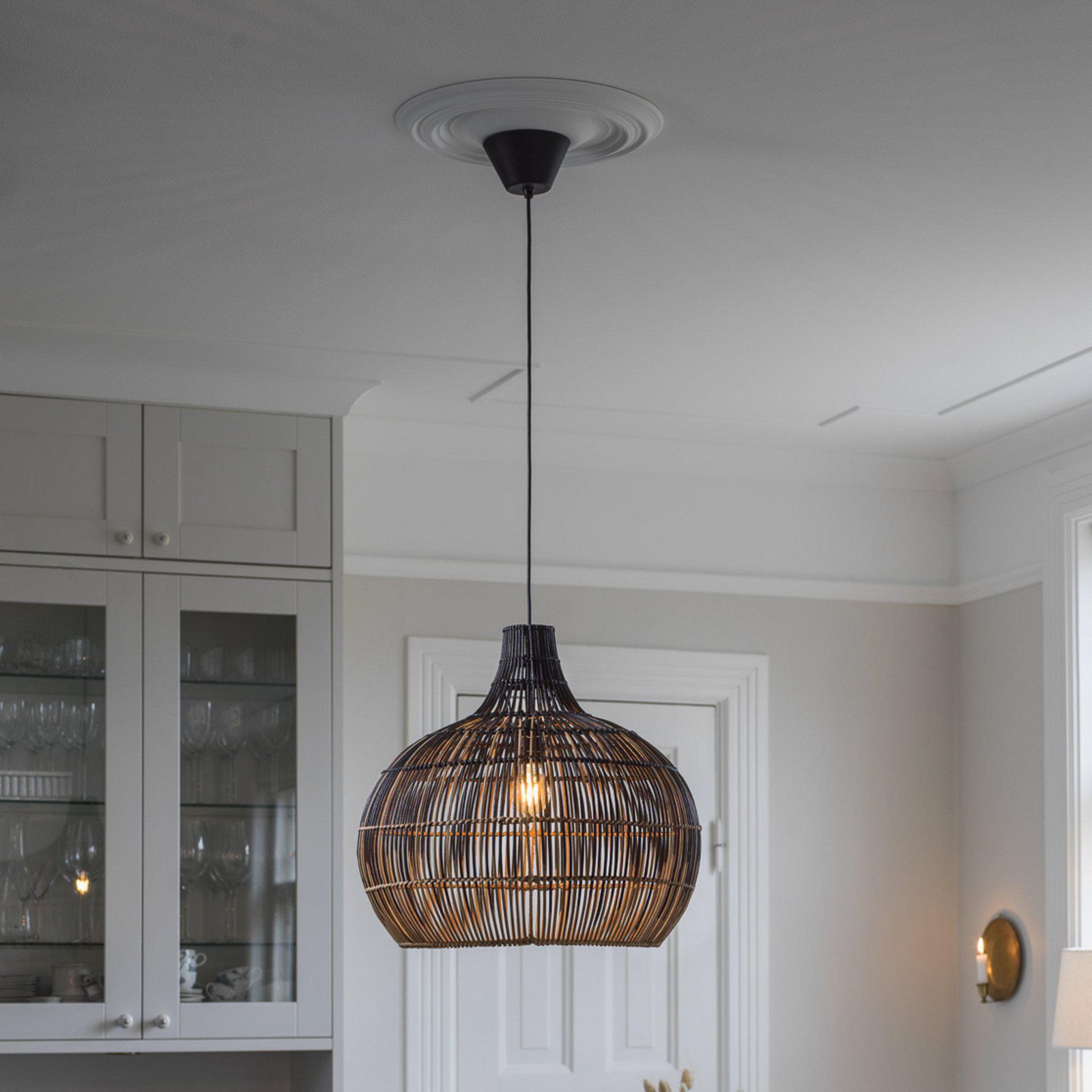PR Home Martha Lampă suspendată aspect ombre Ø 50 cm - Camera de zi / sufragerie - lemn deschis negru