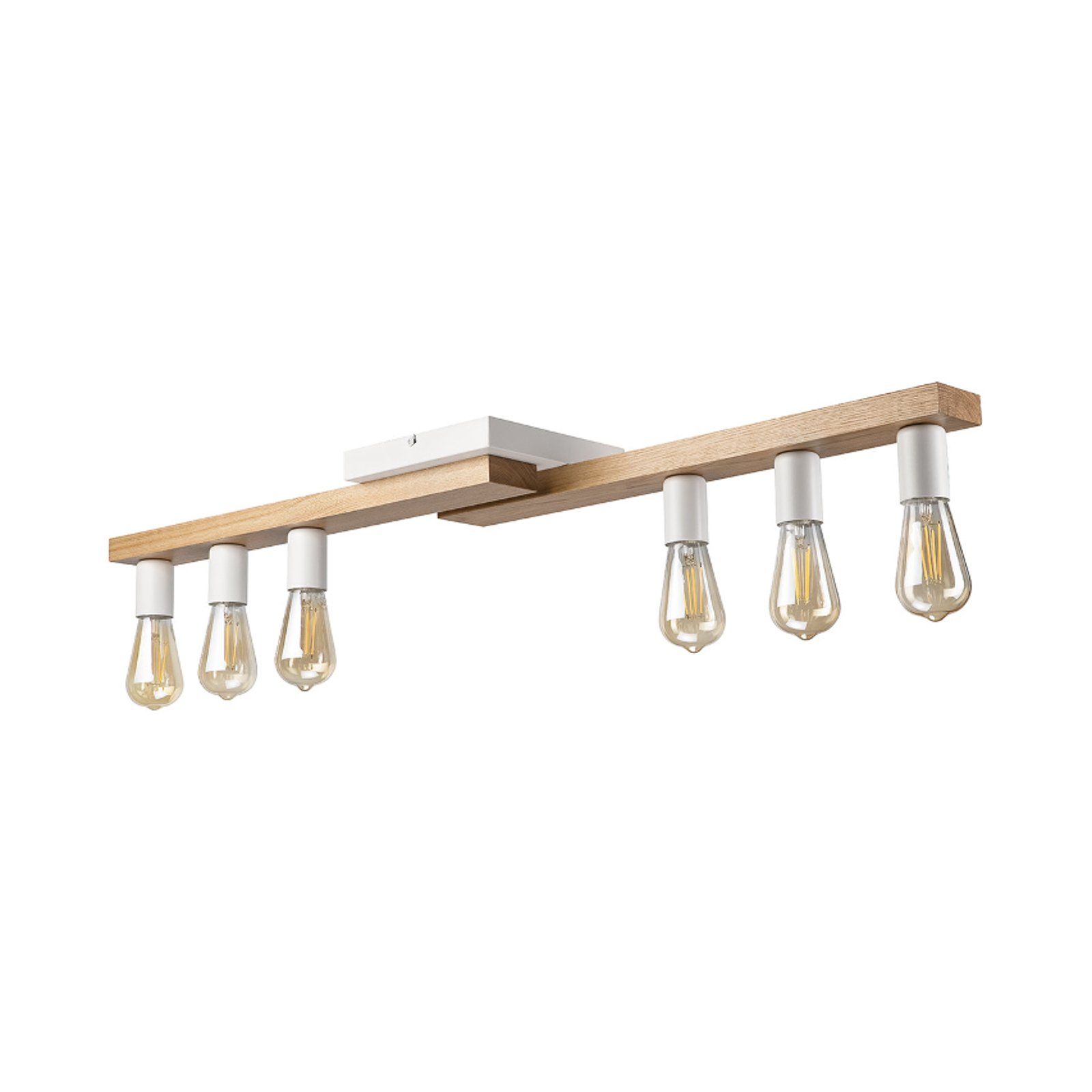 Envostar Laurent ceiling light, wood/white, 6-bulb