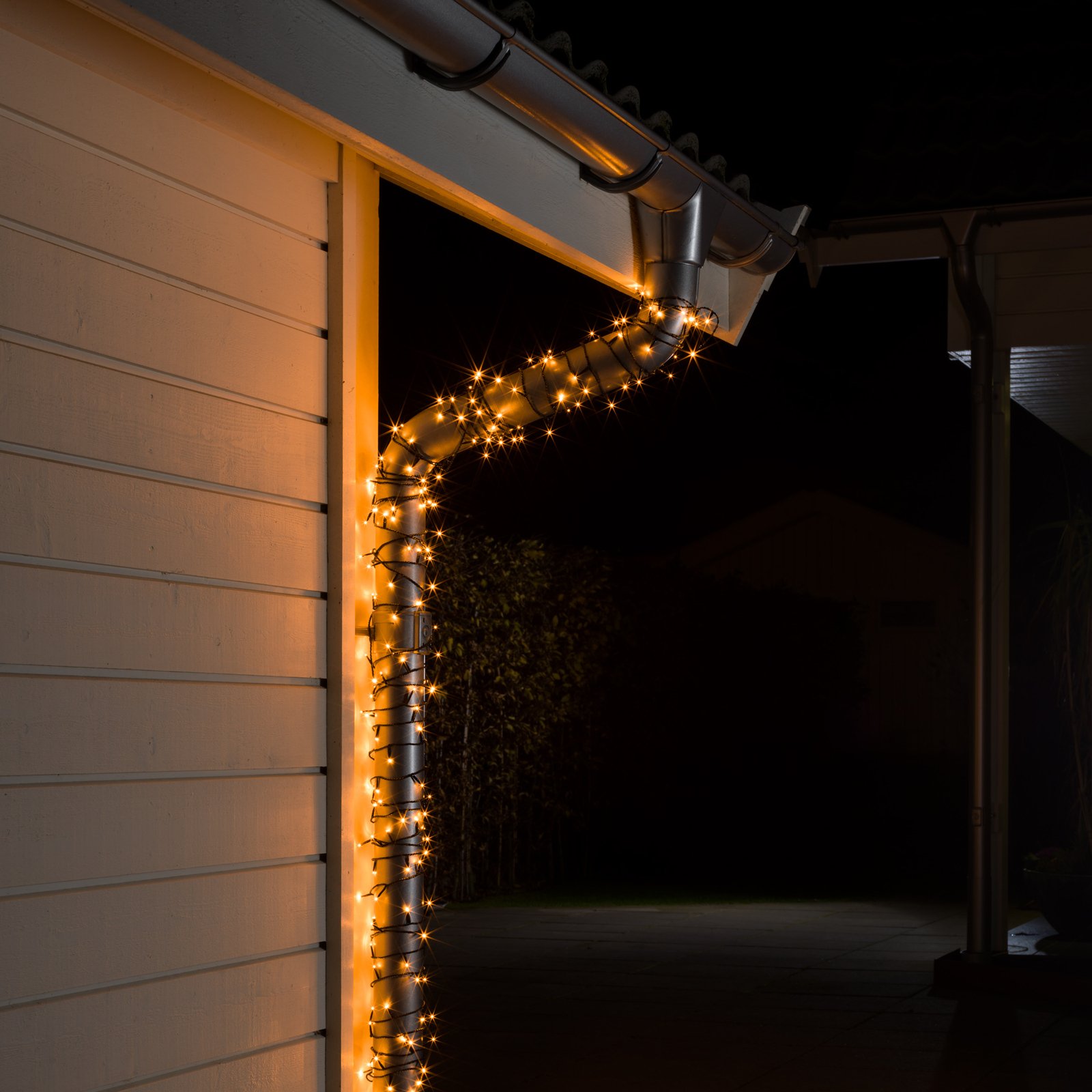 LED fairy lights outdoor 200-bulb black/amber