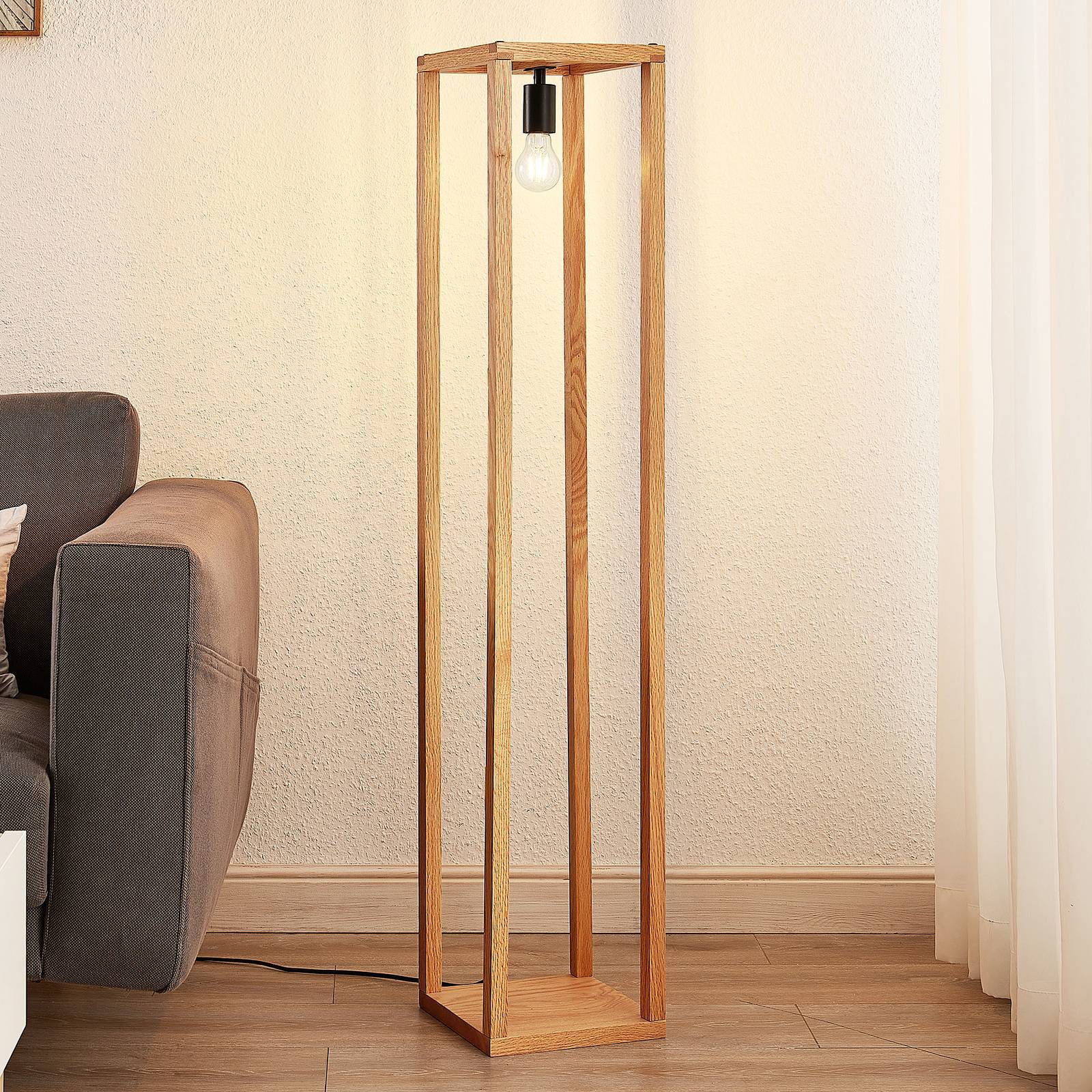 Photos - Chandelier / Lamp Lucande Sedrik floor lamp, box shape 