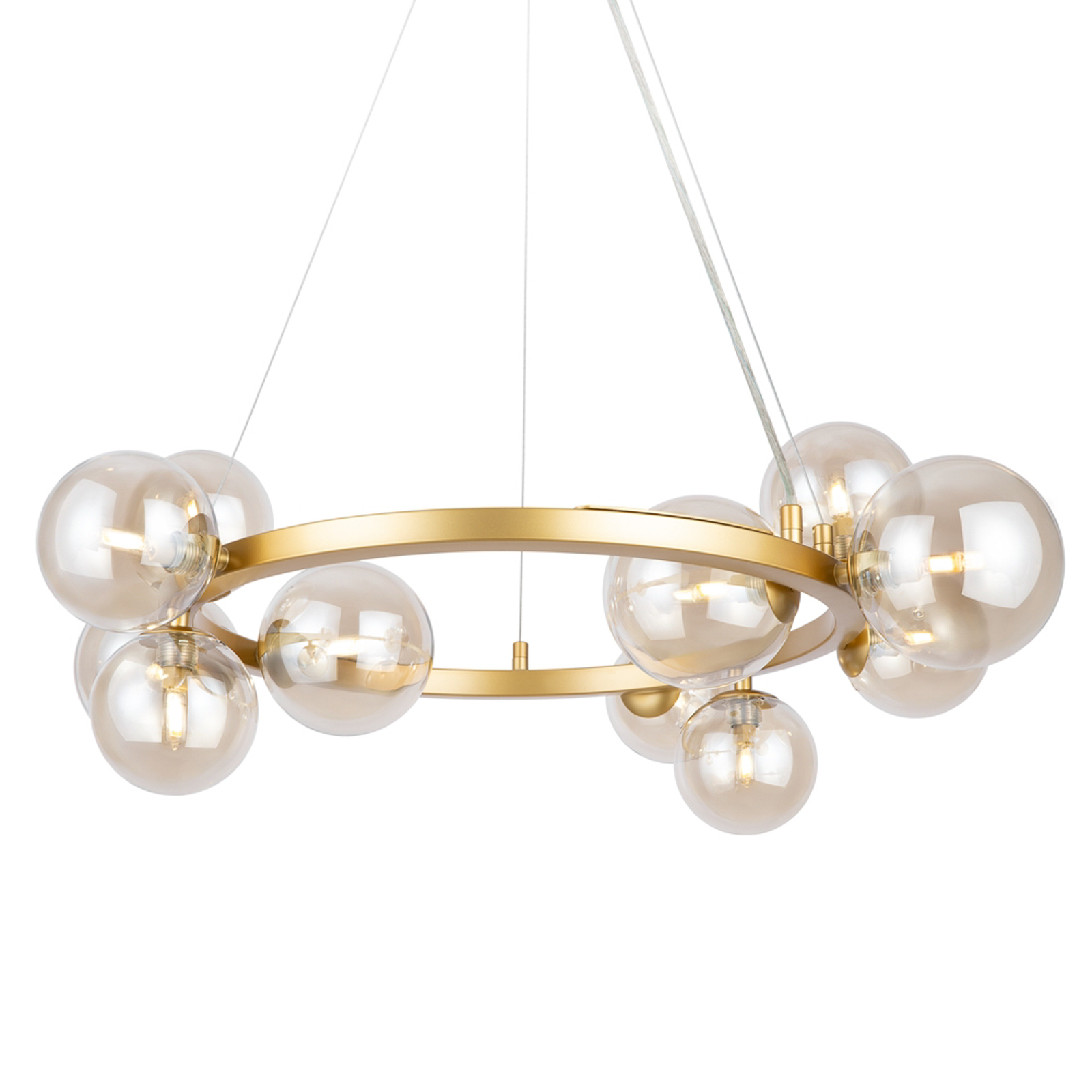 Maytoni suspension Dallas, 11 lampes, doré/ambre