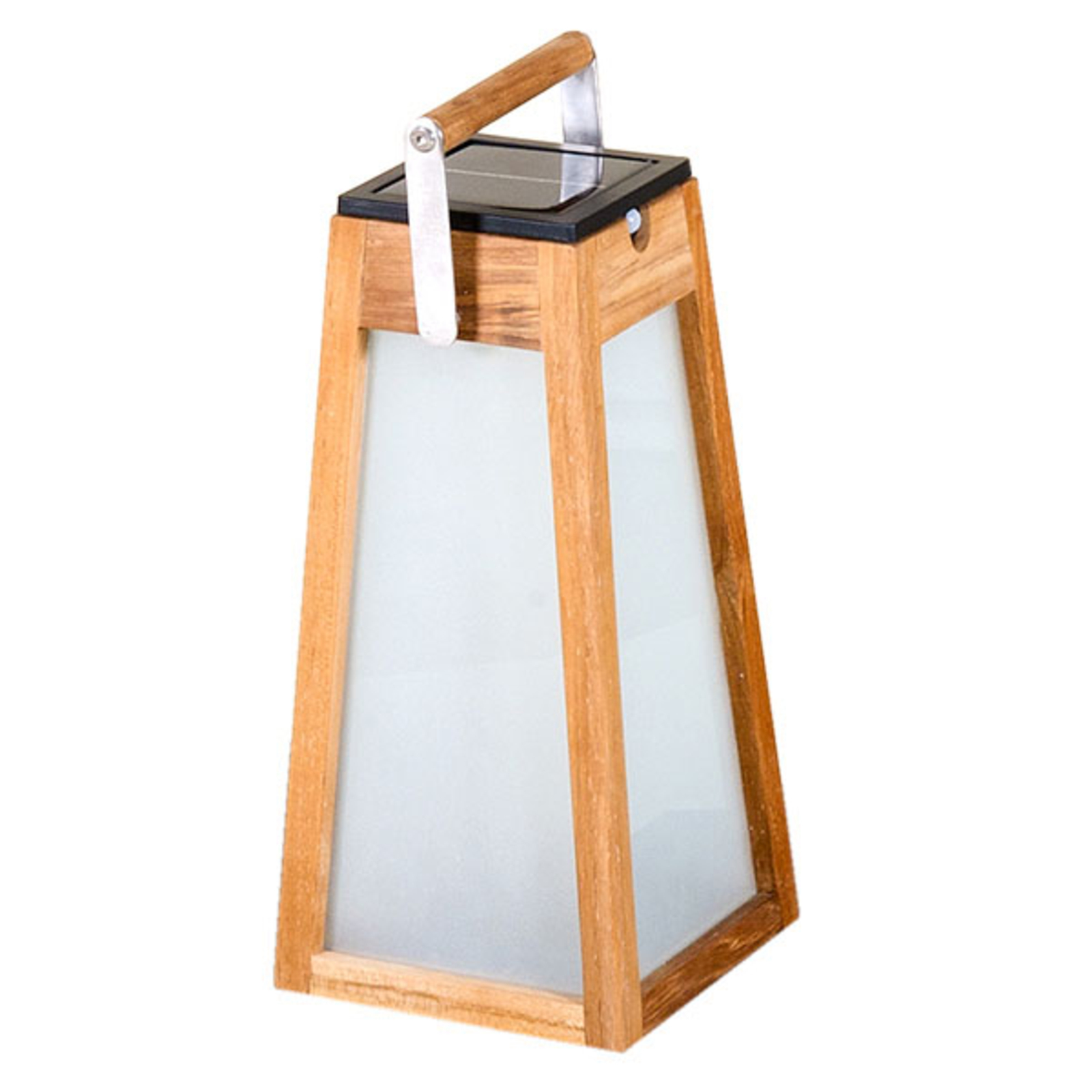 LES JARDINS Tecka LED solar lantern, sensor, teak, 38.8 cm, teak wood, acrylic, steel, 3 W, energy efficiency: A++, L: 18 cm, W: 18 cm, H: 38.8 cm