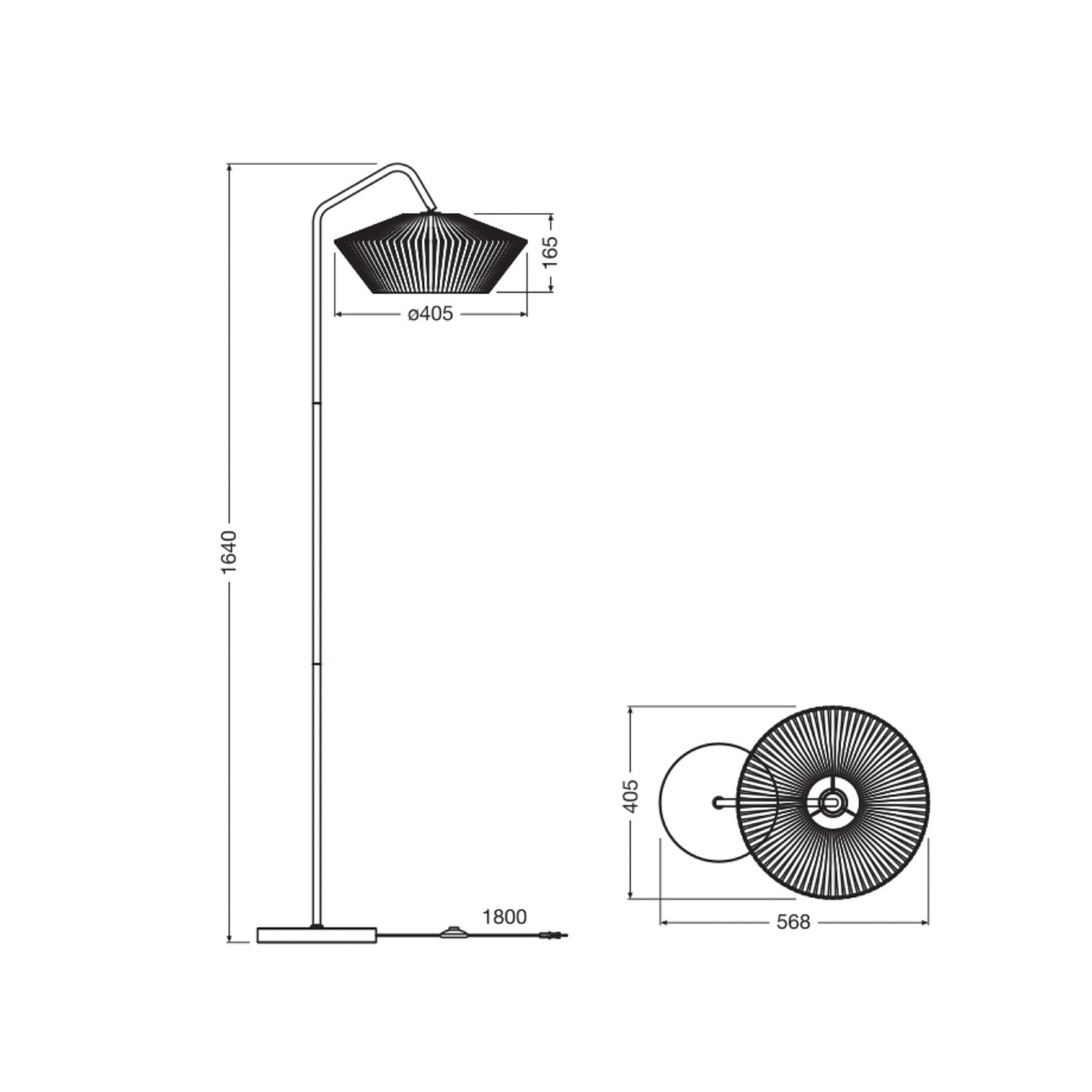 Lampe sur pied OSRAM Decor Rubans, gris, textile, E14