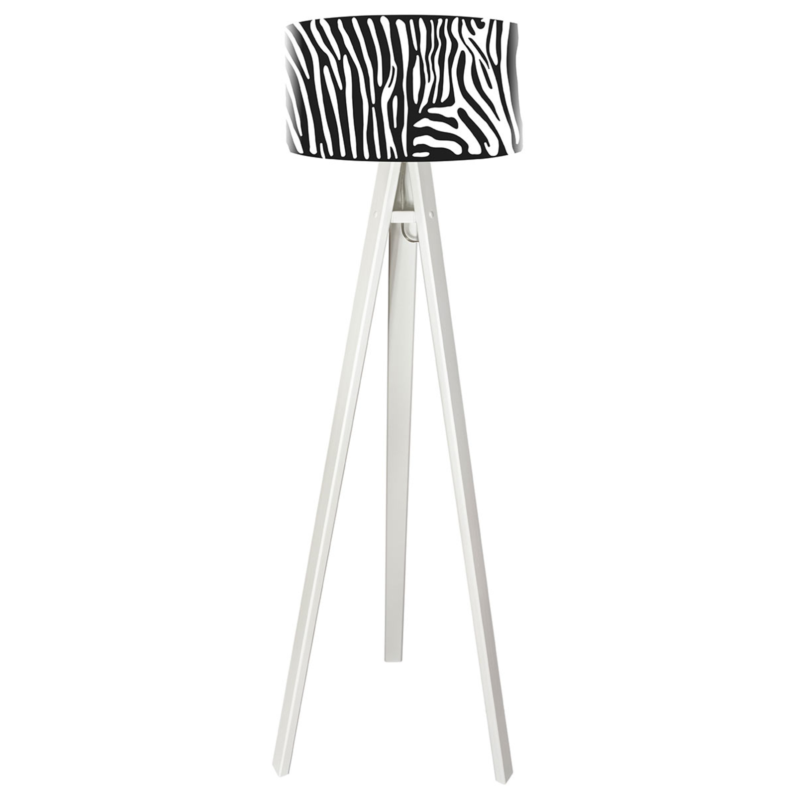 Maco Design Zola stylish floor lamp with zebra stripe print, for Living / Dining Room, wood, plastic, E27, 60 W, energy efficiency: A++, H: 140 cm