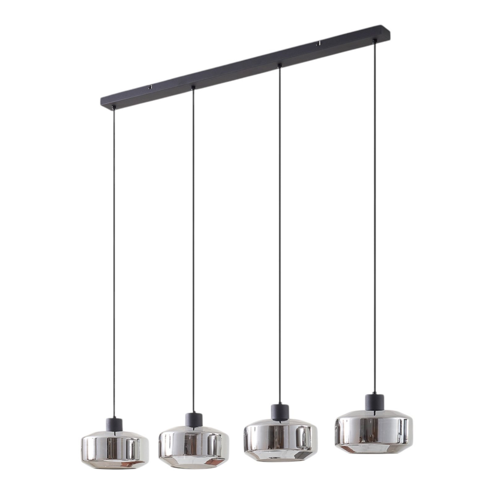 Lindby lampada a sospensione Hildur, a 4 luci, 115 cm, grigio fumo, vetro