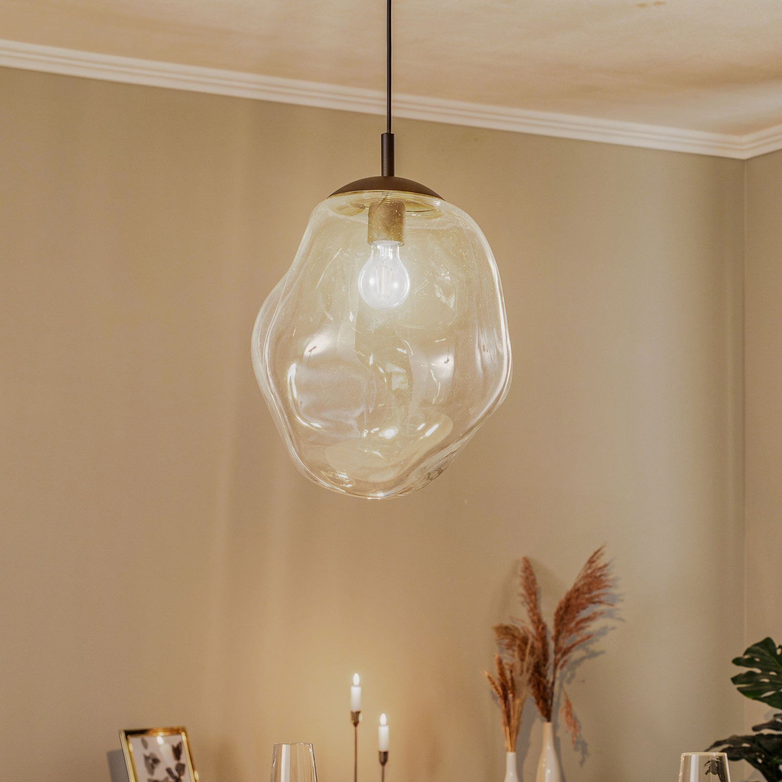 Sol glas-hængelampe, Ø 35cm, sort/klar