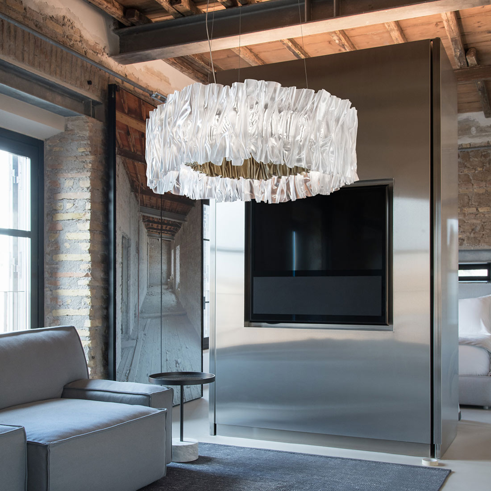 Candeeiro suspenso LED, dourado, 3.000 K - Slamp