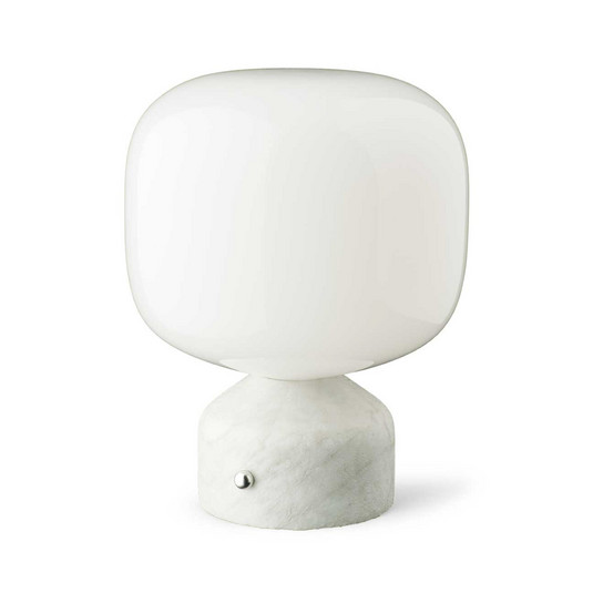 Meemo LED-batteridrevet bordlampe, hvit marmor, glass - GEJST