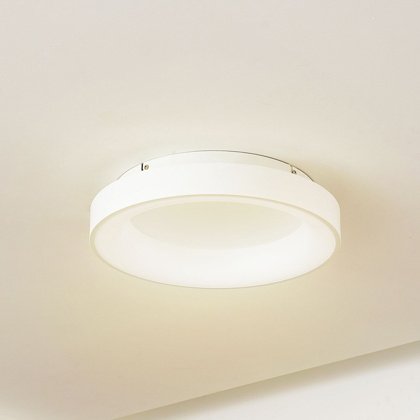 Plafonnier LED Lucande Samvel, Ø 38,4 cm, blanc, fer