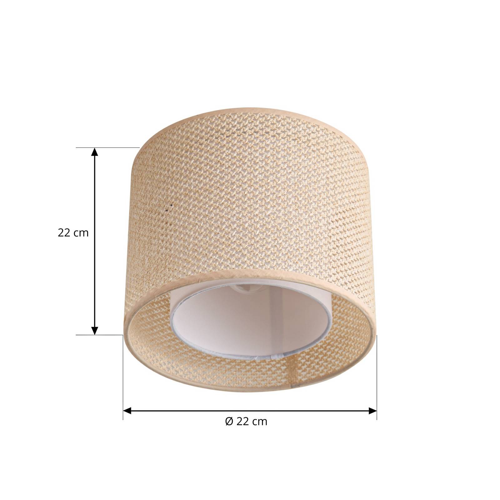 Lampa sufitowa Lindby Soula, Ø 26 cm, beżowa, tworzywo sztuczne, E27