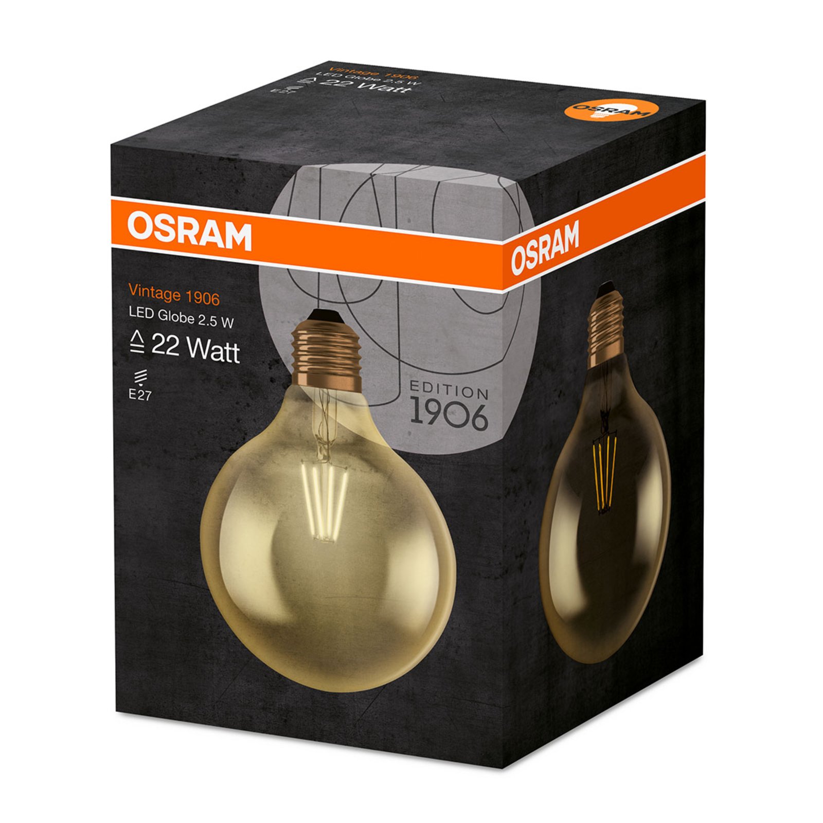 Ampoule globe LED Gold E27 2,5W, blanc chaud,220lm