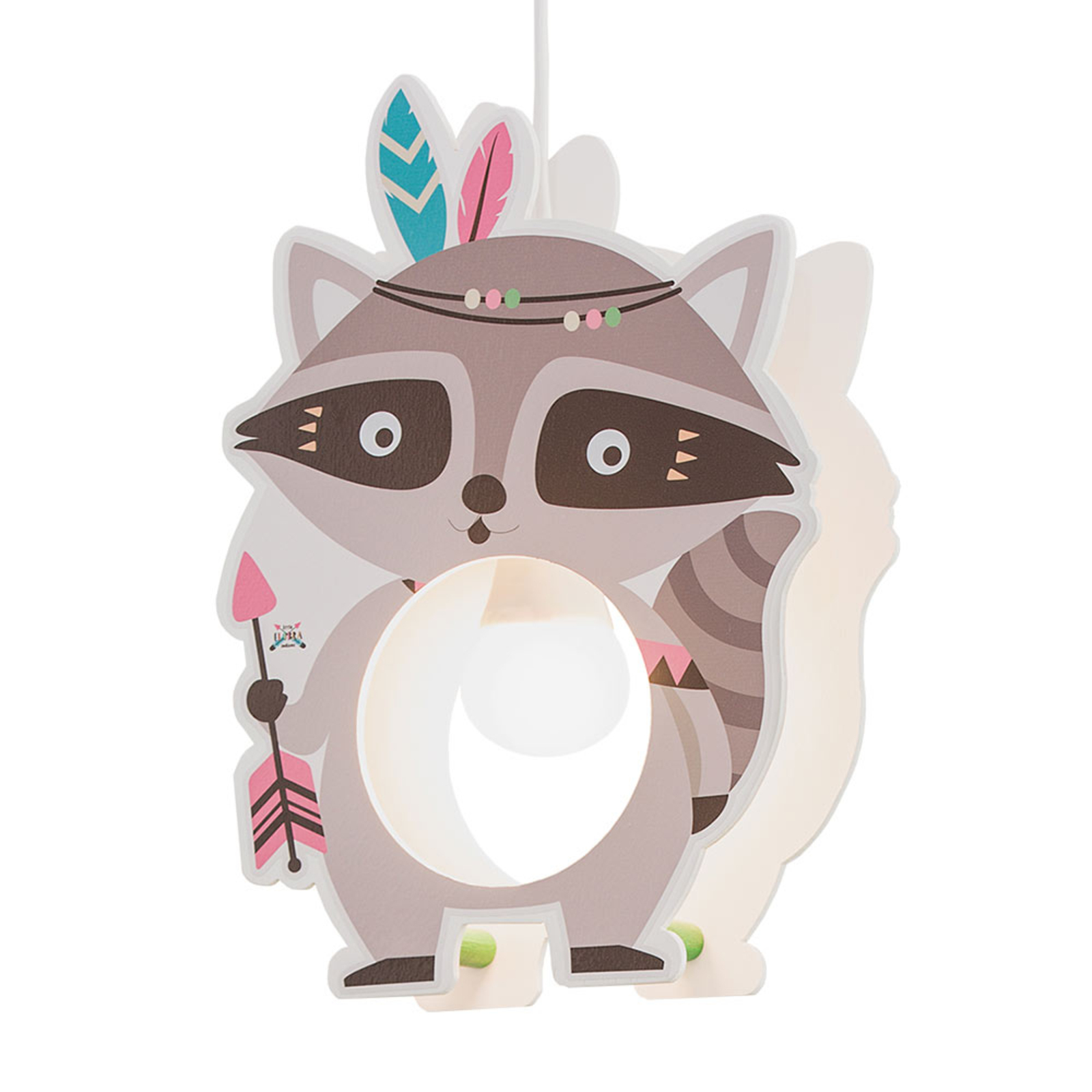 Little Indians pendant light, Oskar Raccoon, grey