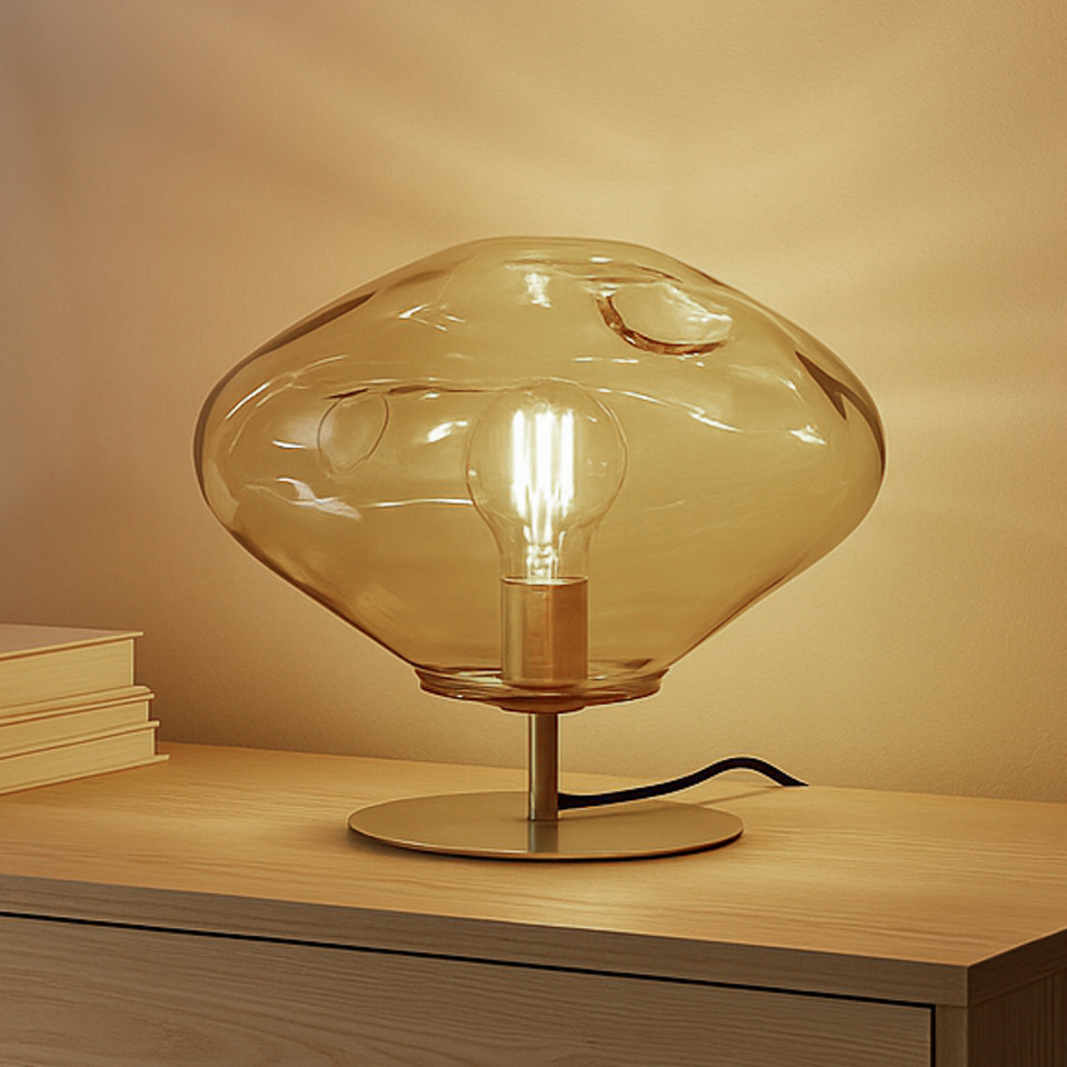Lindby Lelia Bordslampa Ø35 Bärnsten, beige från Lindby