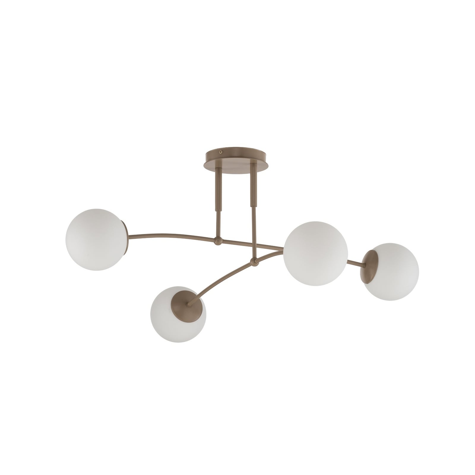 Deckenleuchte Pregos, beige, Ø 60 cm, 4-flg., Metall/Glas