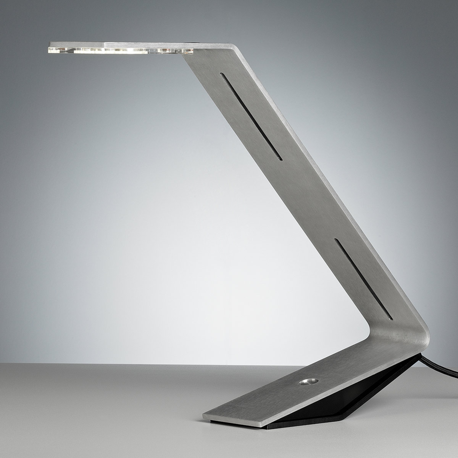 TECNOLUMEN Flad - lampa stołowa LED, srebrnoszara