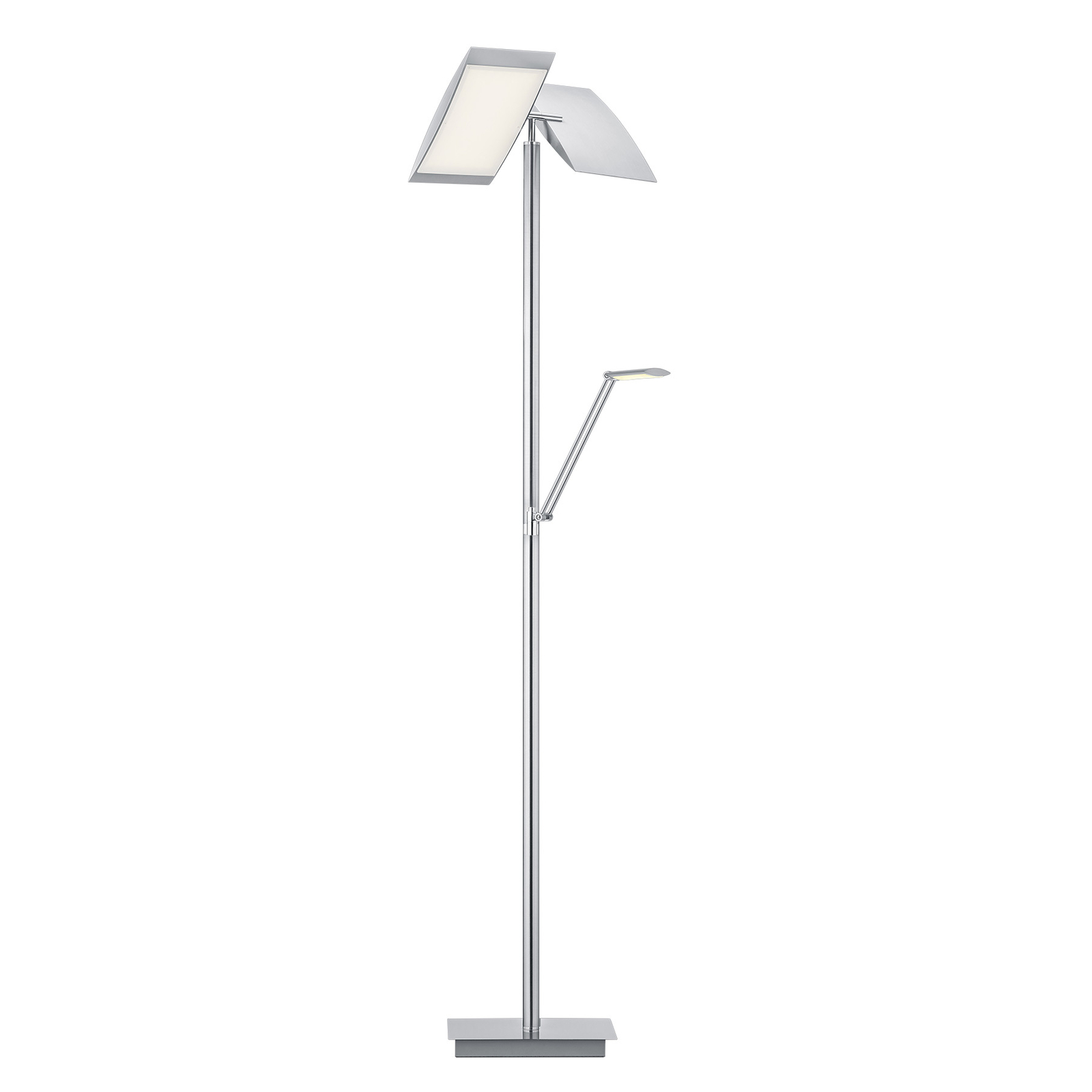 Wim LED floor lamp with a reading lamp nickel iron