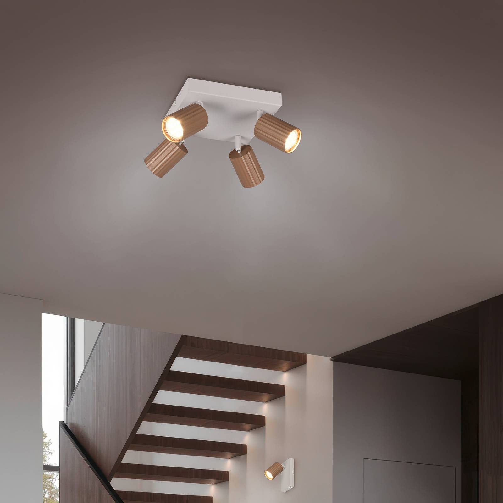 Deckenstrahler Soka, braun/grau, Länge 20 cm, Metall, 4-flg. günstig online kaufen