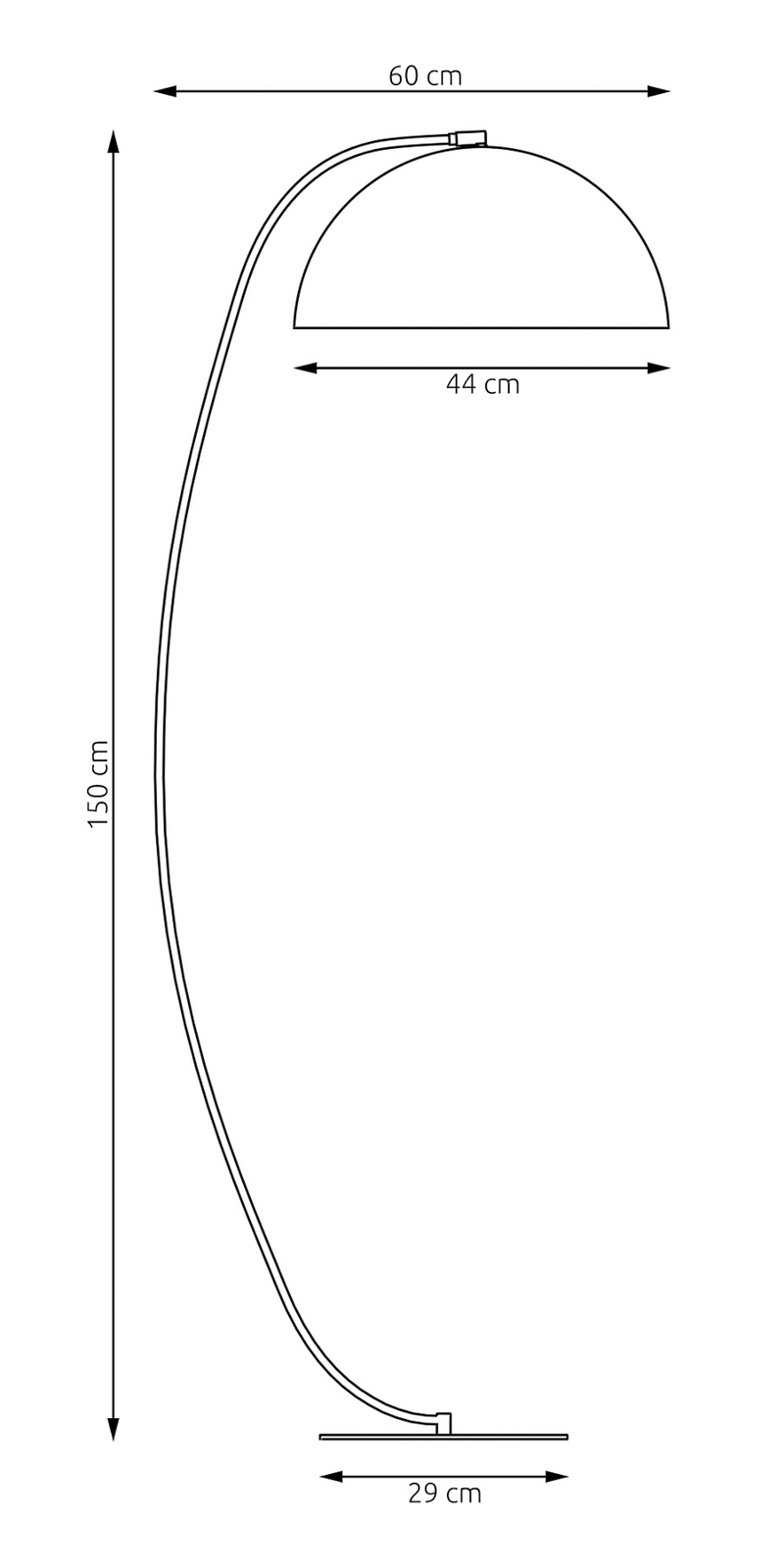 Lampadaire Arcos, orange, hauteur 150 cm, métal