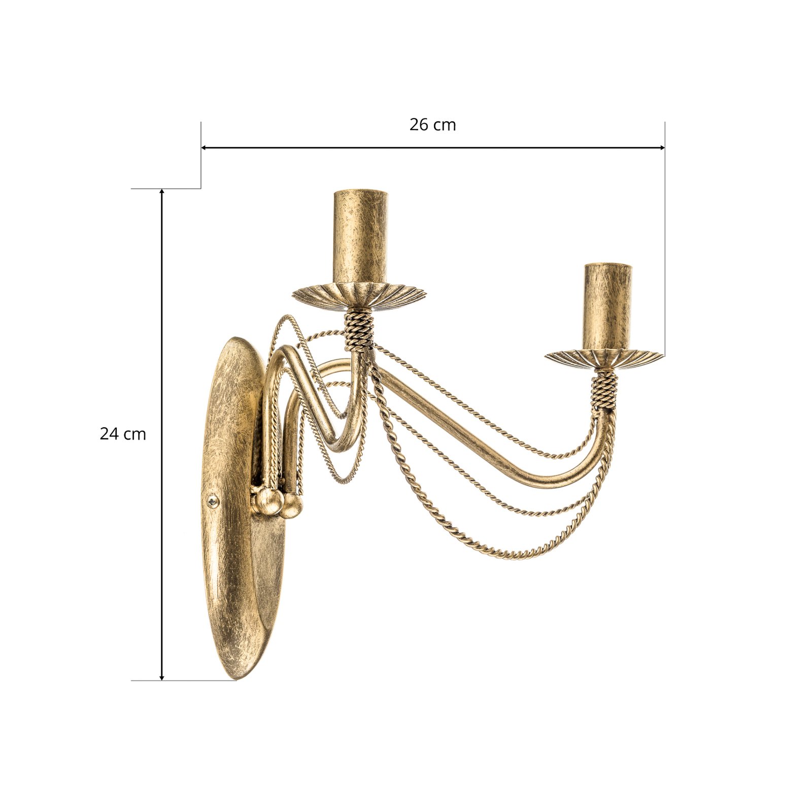 Wandlamp Tori K2 in kroonluchtervorm, goud