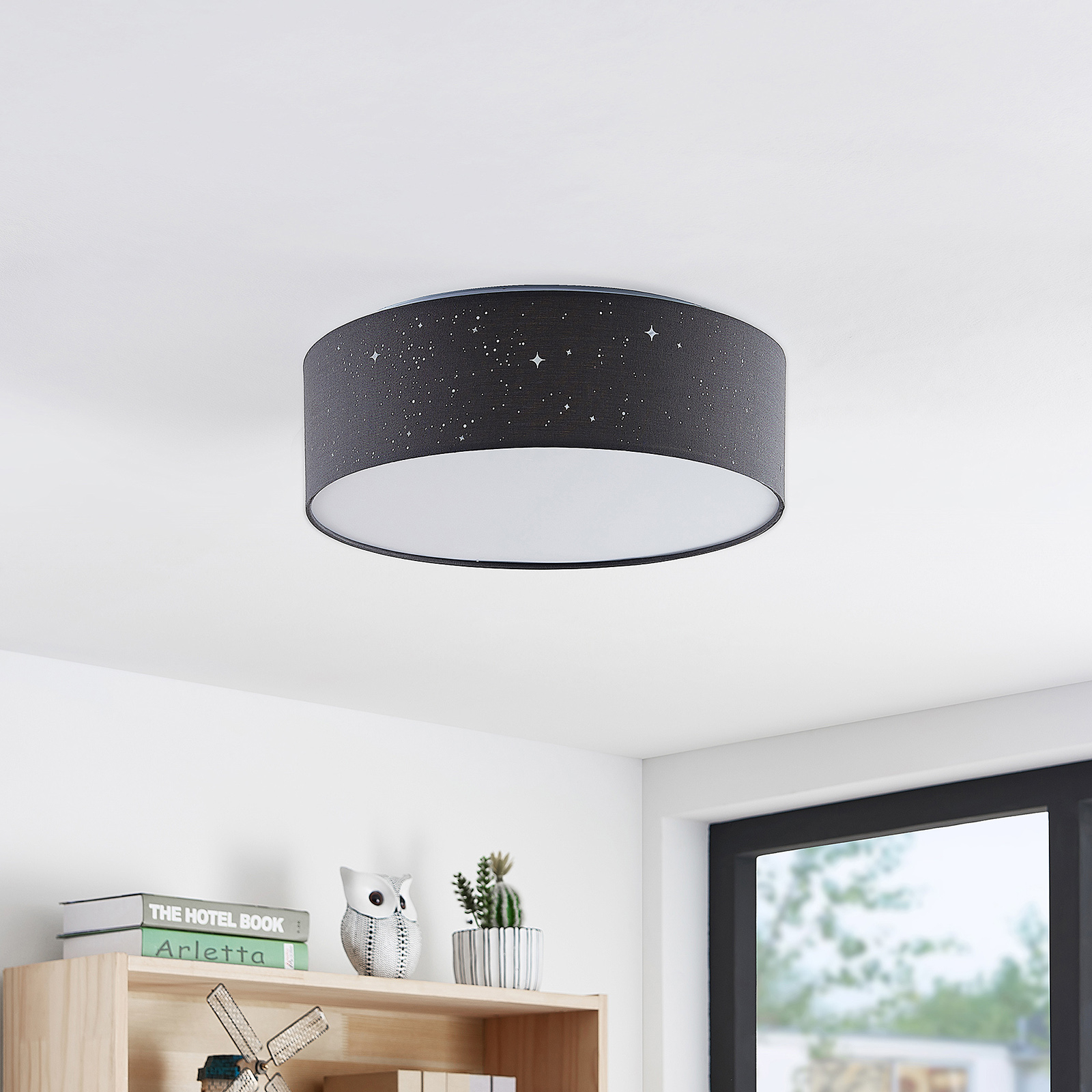Lindby Ellamina LED plafondlamp 40 cm donkergrijs