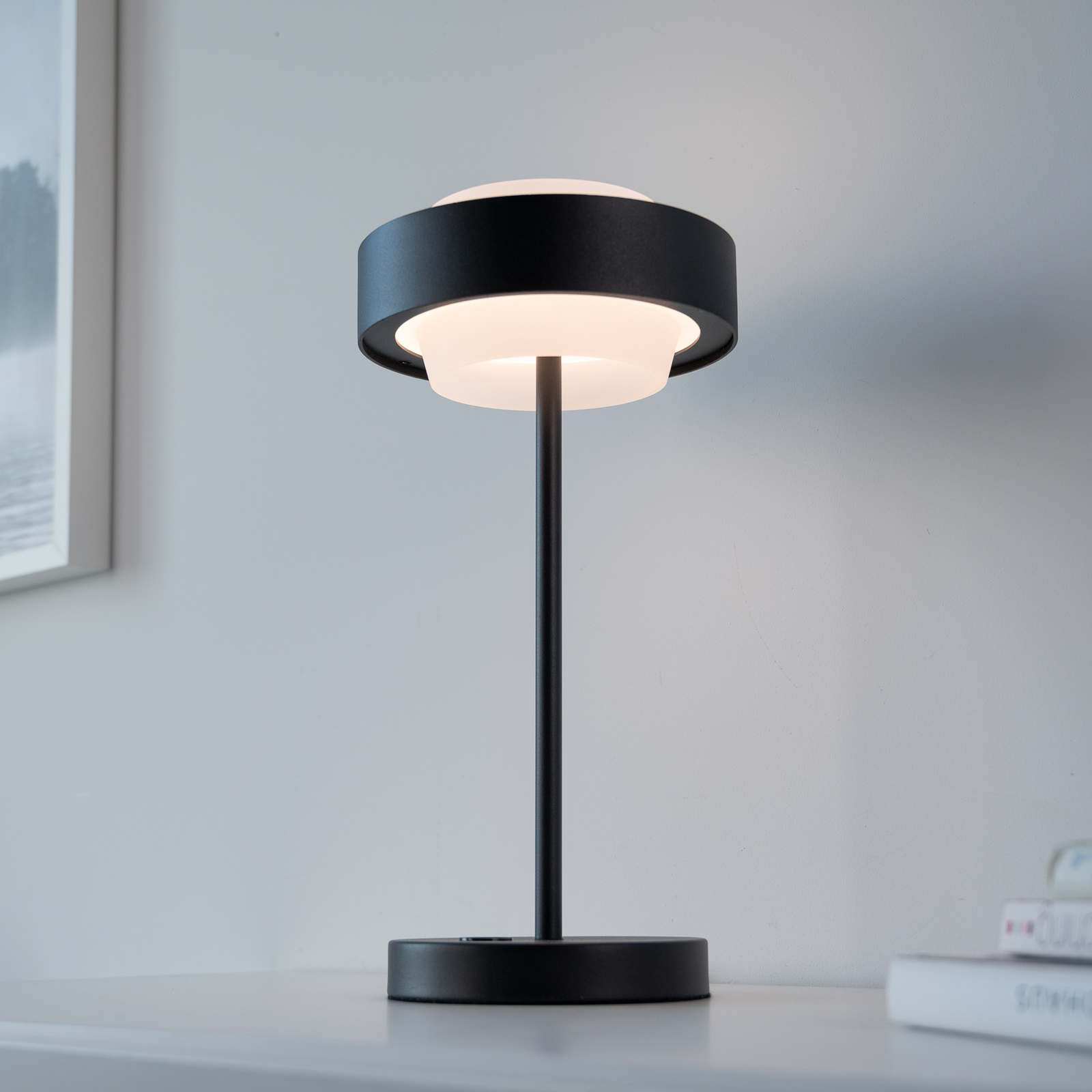 Schöner Wohnen LED-bordlampe Elmo, svart, 3000 K, dimmer Schöner Wohnen LED-bordlampe Elmo, svart, 3000 K, dimmer