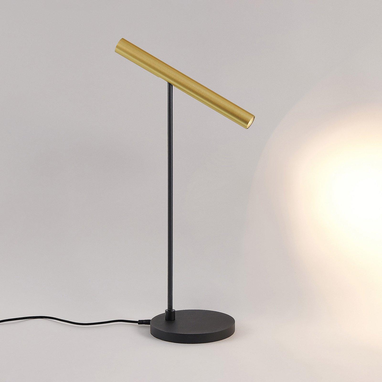 Molto Luce LED-bordslampa Meyjo T, svart/guld, aluminium