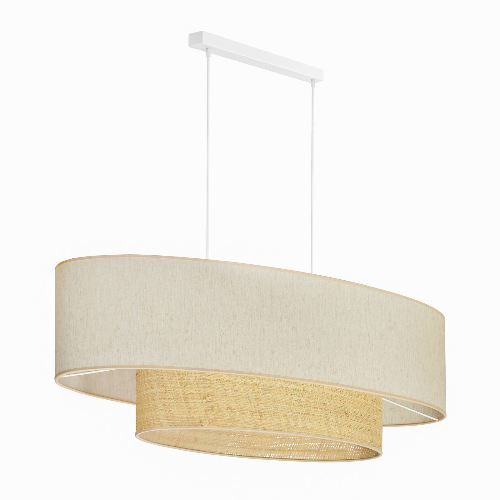 Euluna Hängeleuchte Boho Cotton, beige, Raffia natur, 80 cm