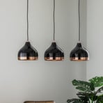 Hanging light Yildo 6877 3-bulb linear black/copper