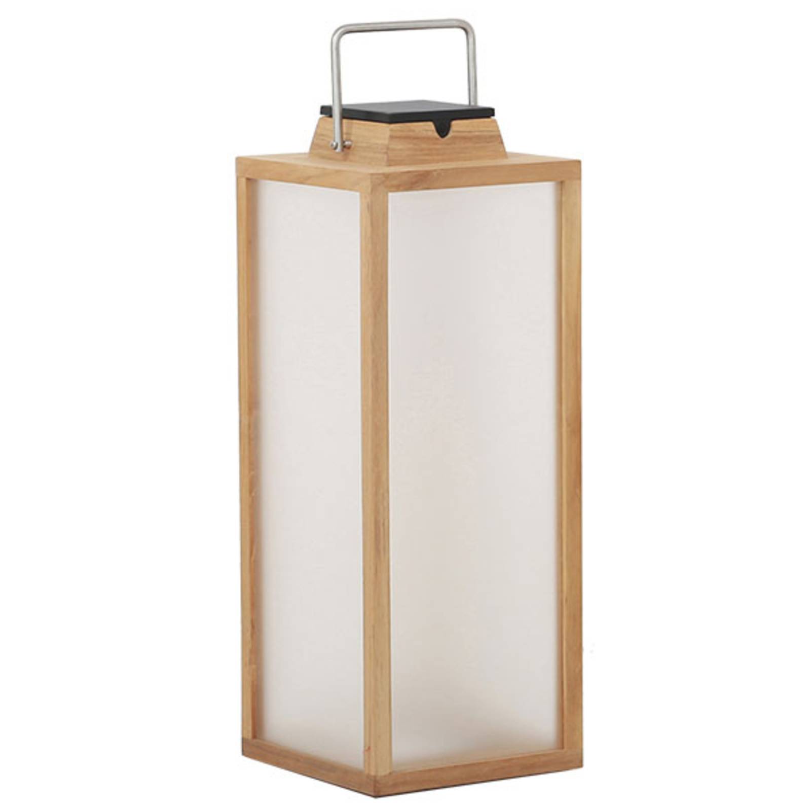 Tradition LED solar lantern teak wood height 65 cm