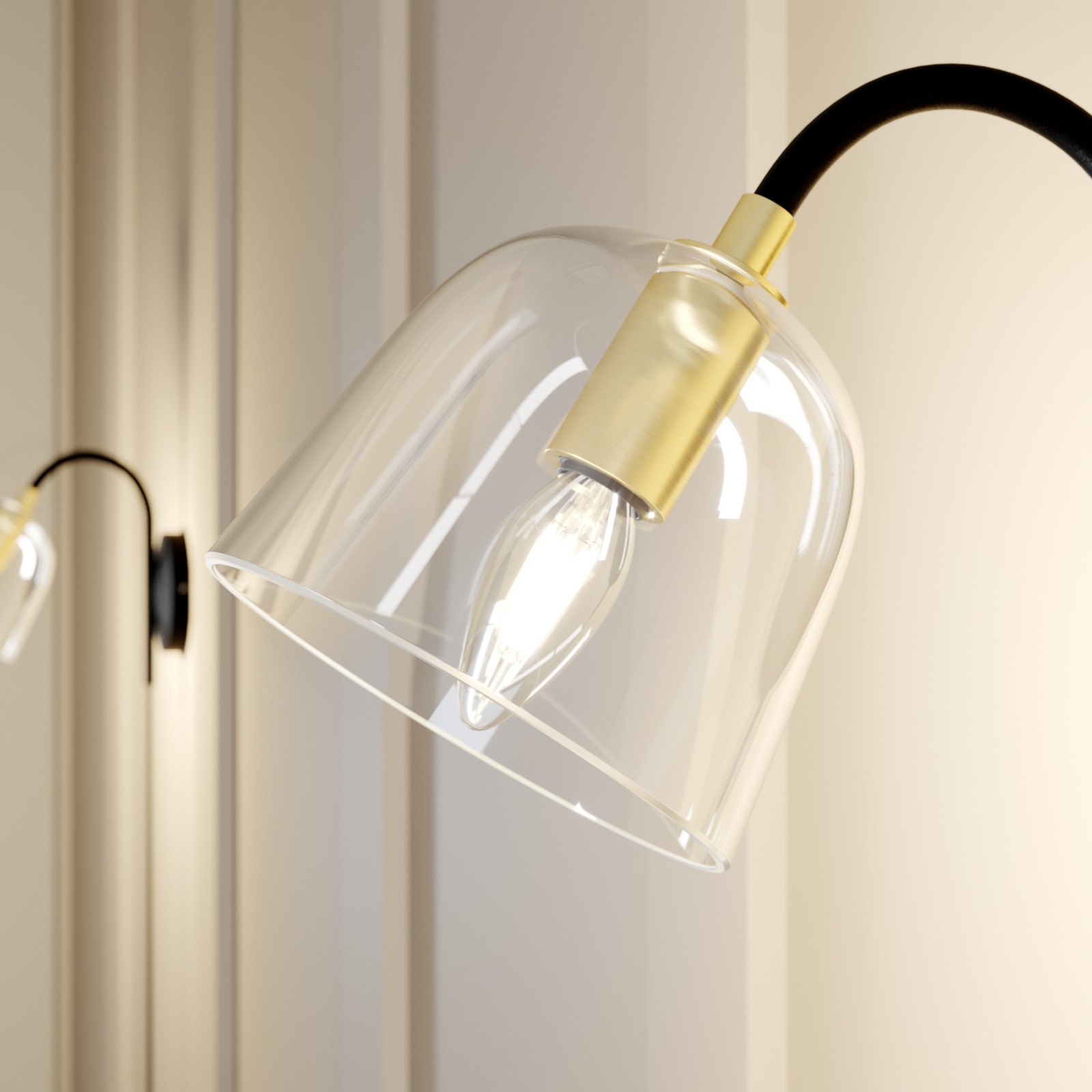 Anjita Wandleuchte Black/Brass - Lucande