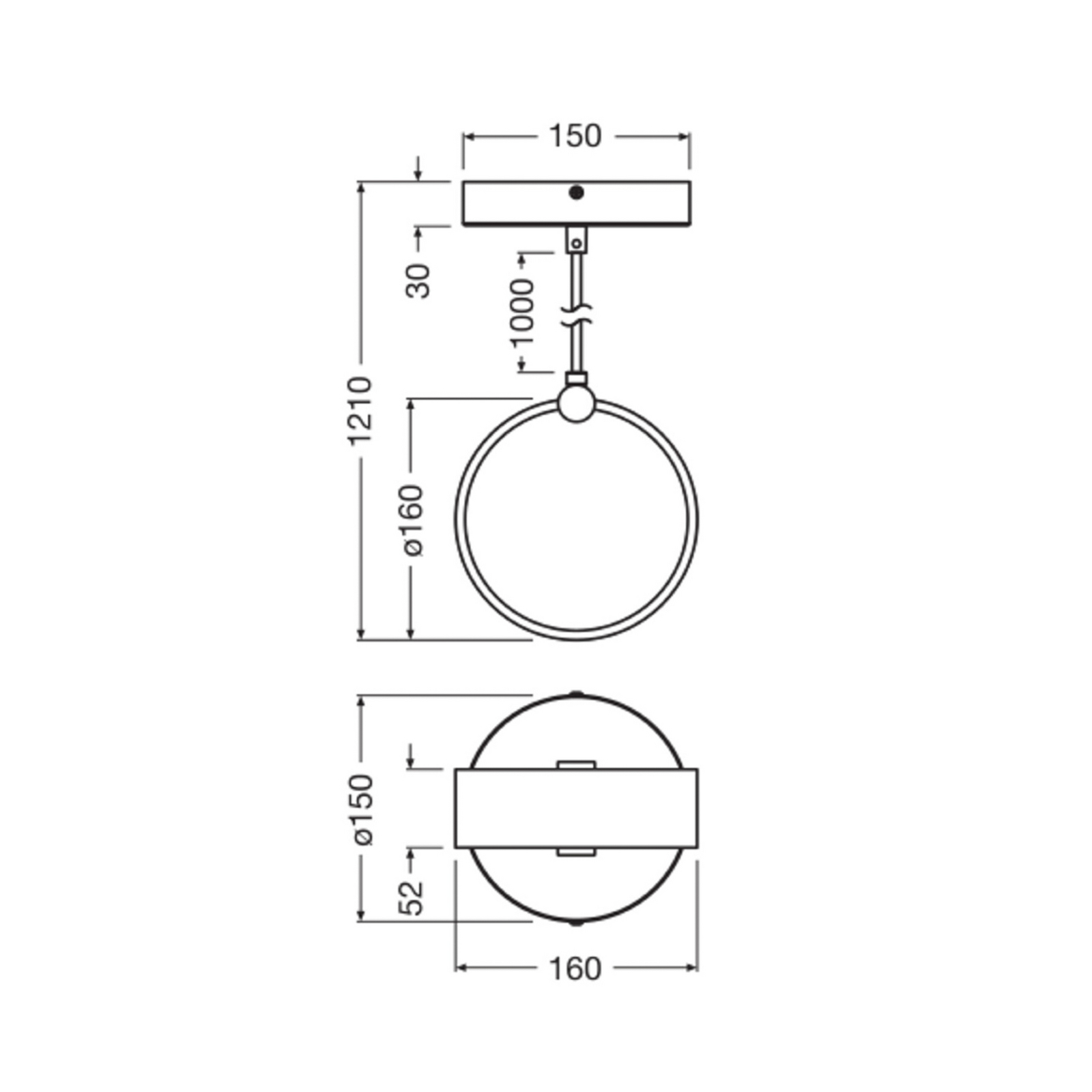 OSRAM LED-Hängeleuchte Decor Circle, 1-fl., CCT, schwarz