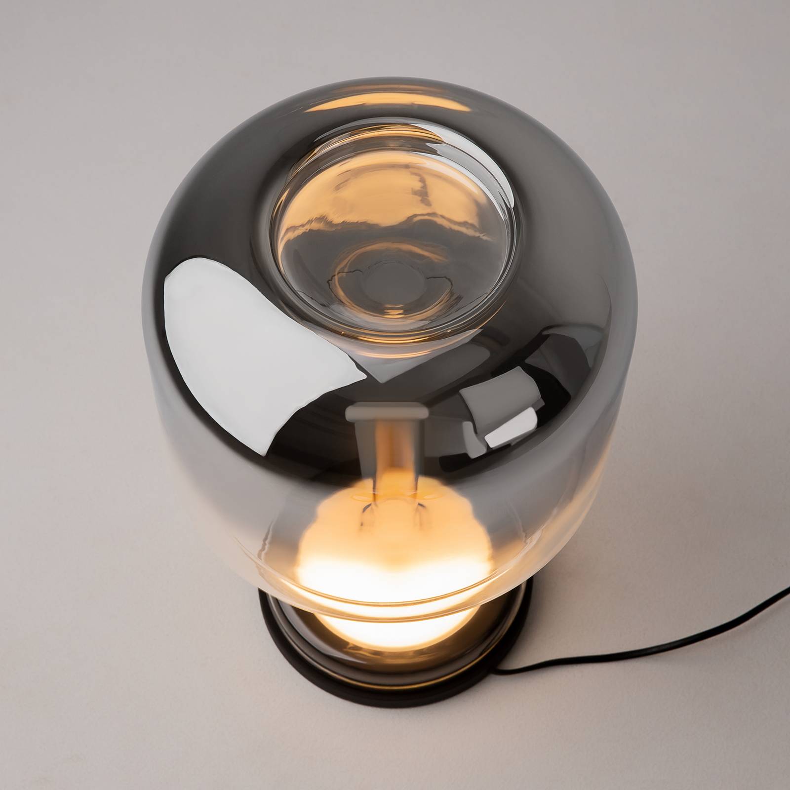 Maytoni Lampa stołowa LED Spirito, szara, szkło, wysokość 42 cm