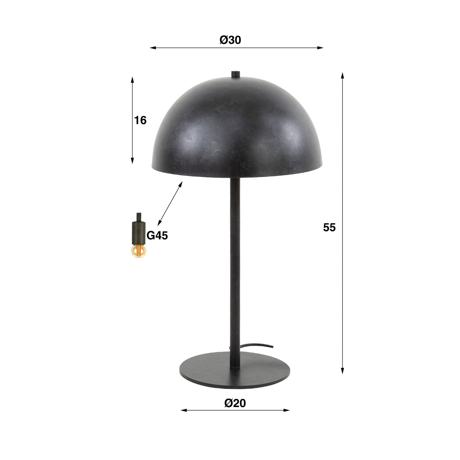 Lampa stołowa Sicari z metalu, kolory węgla