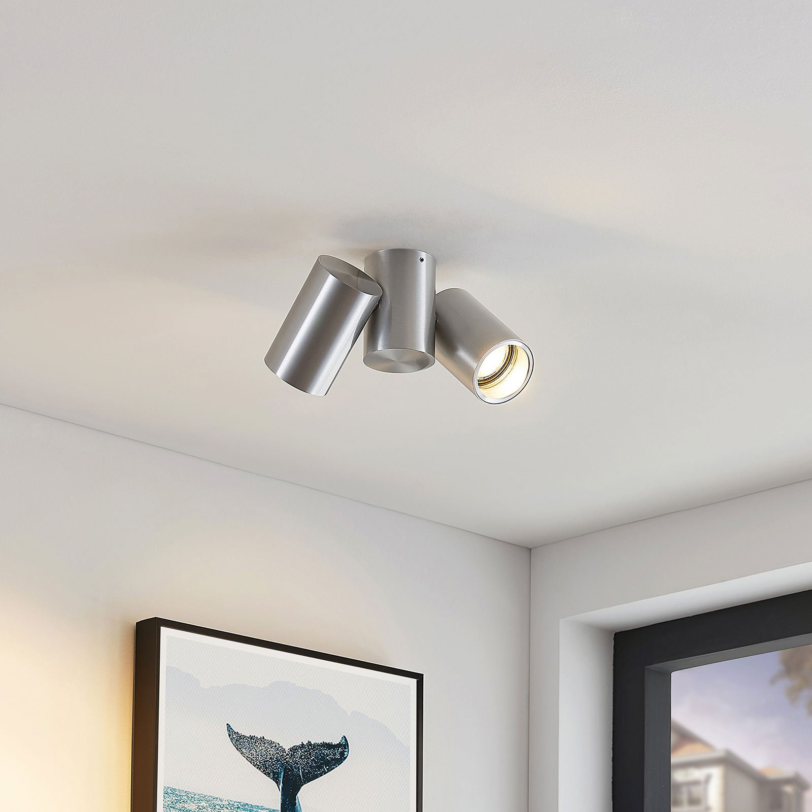 Gesina ceiling lamp, 2-bulb, aluminium
