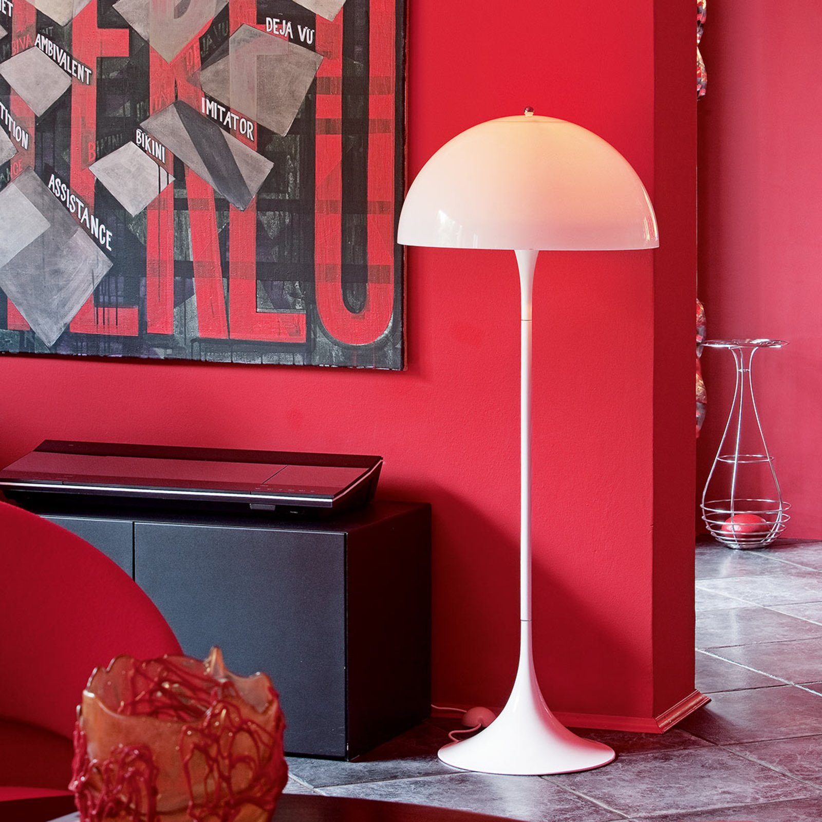 Louis Poulsen Panthella designer floor lamp, opal