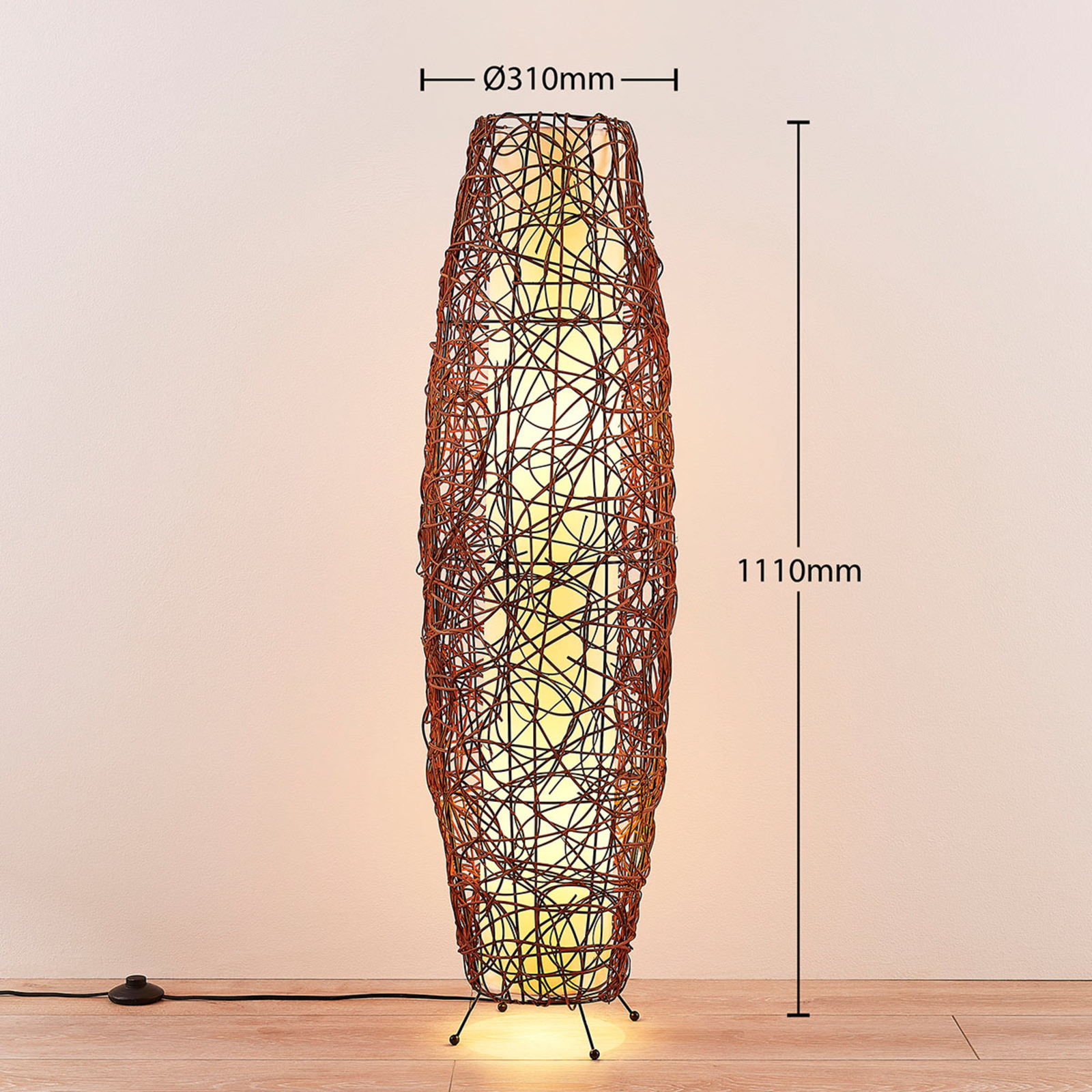 Nias Floor Lamp Brown/White - Lindby