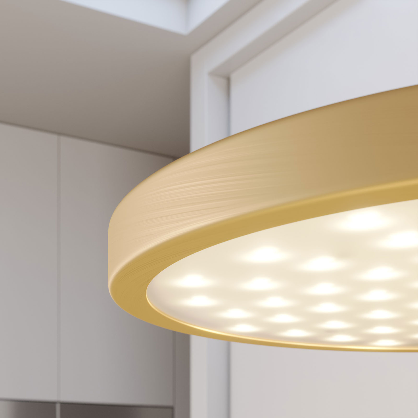 Quitani LED-Pendellampe Gion, 2-flammig, weiß/messing