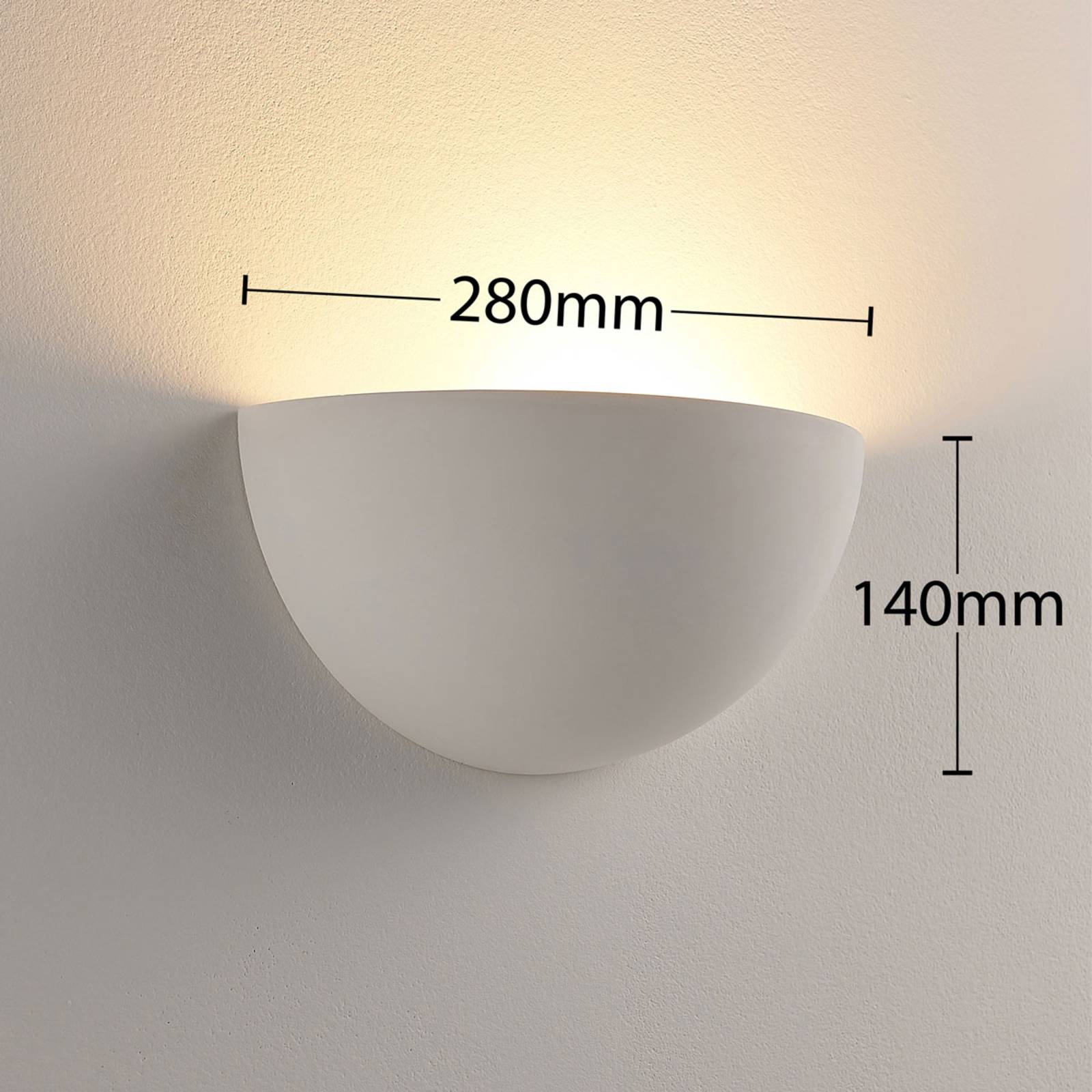 Lampa oświetlająca ścianę Lindby Narin, biała, gips, półokrągła, 28cm