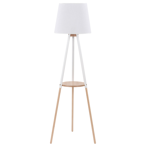 Golvlampa Vaio trebent trästativ, vit skärm