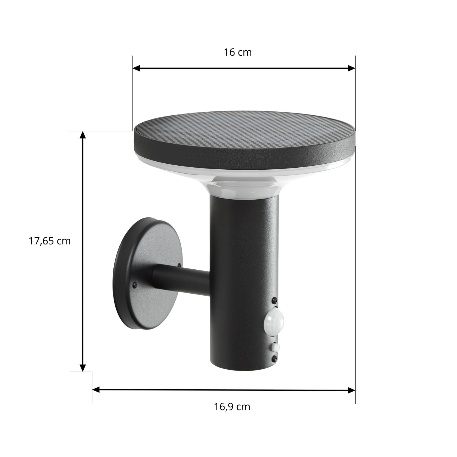 Kalen LED-solcellelampe til veggmontering, svart, metall, 17 cm, Kalen LED-solcellelampe til veggmontering, svart, metall, 17 cm,