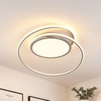 Lucande LED griestu lampa Noud, 65 cm, sudraba, metāls, CCT