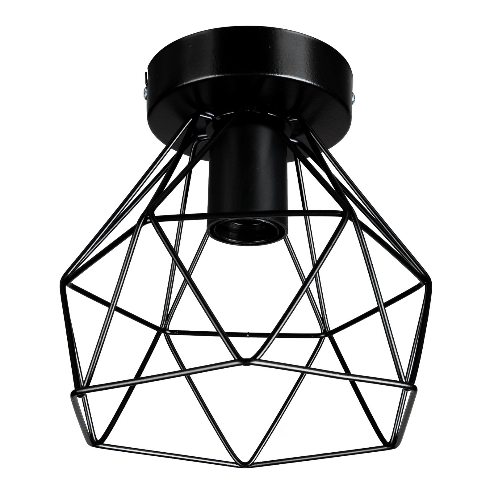 Taklampe Patara, svart, Ø 20 cm, gitterlampeskjerm, metall